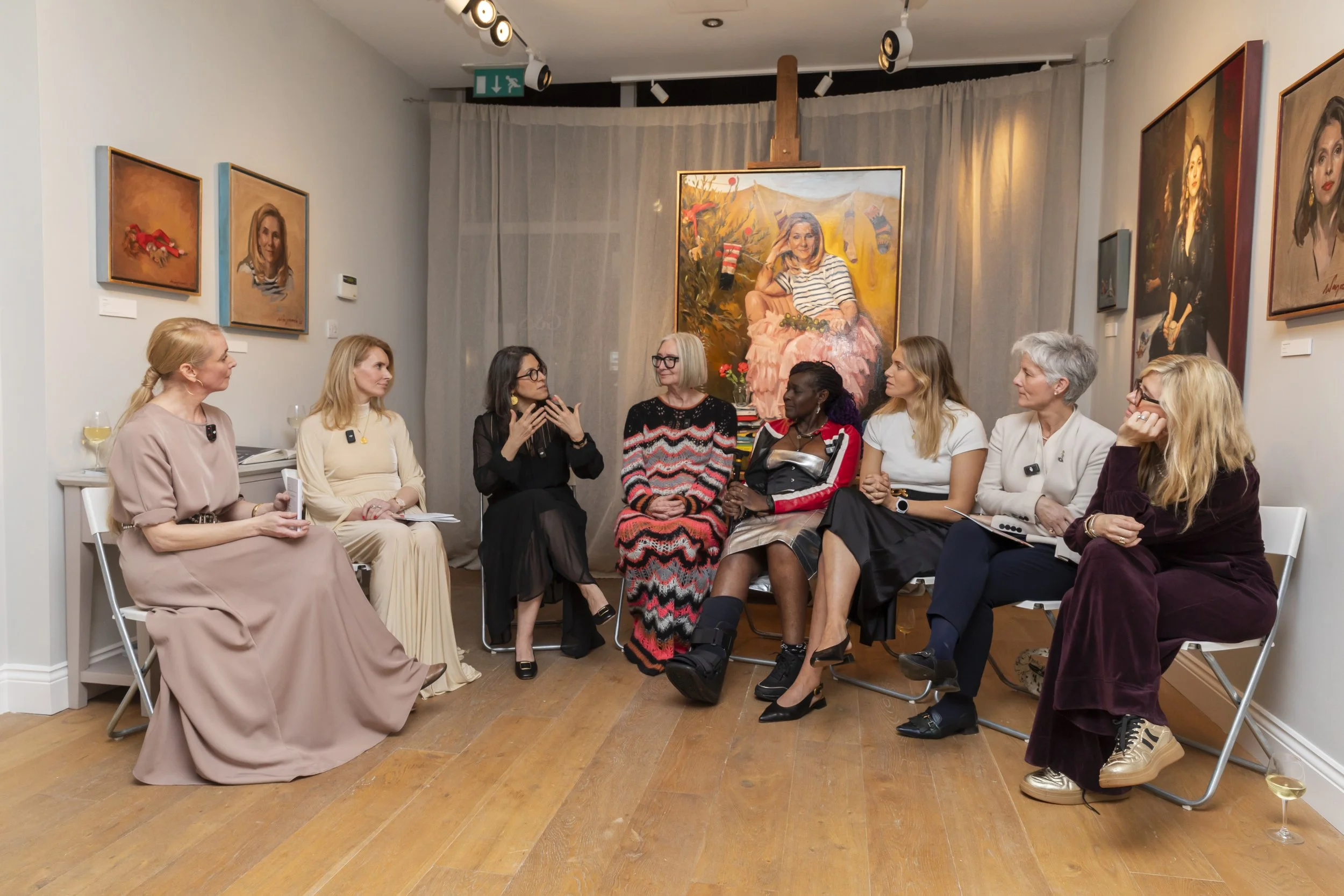 Empowering Her sitters panel - Nazanin Zaghari-Ratcliffe, Daryl Feilding, Dr Maggie Aderin - Pocock, Zoe Stratford, General Dame Sharon Nesmith, Emma Barnett
