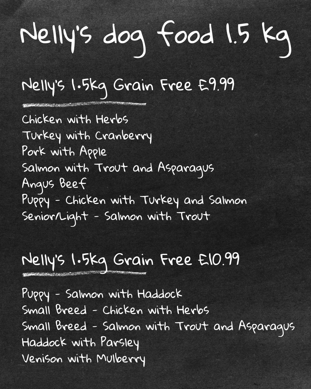 Nelly's 1.5kg dog food