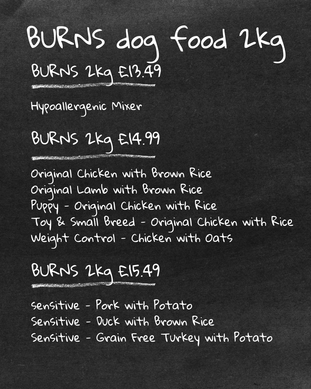 Burns 2kg dog food