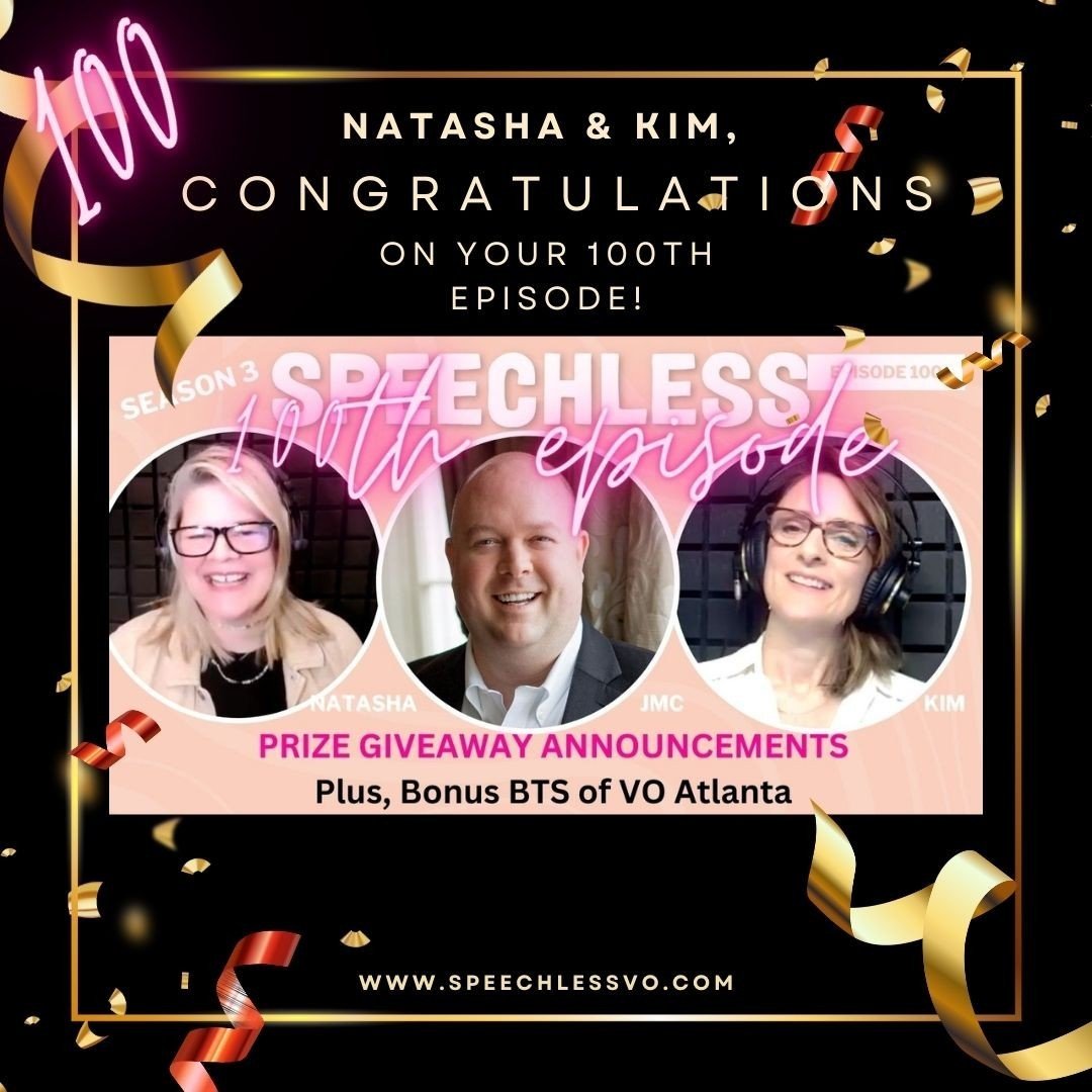 Huge congratulations to the fabulous Speechless: Real Life in VO podcast for hitting the big 💯 with their 100th episode 🎉🥳 ⁠
⁠
Natasha and Kim, you two are absolute rockstars for consistently delivering top-notch content that keeps us entertained,