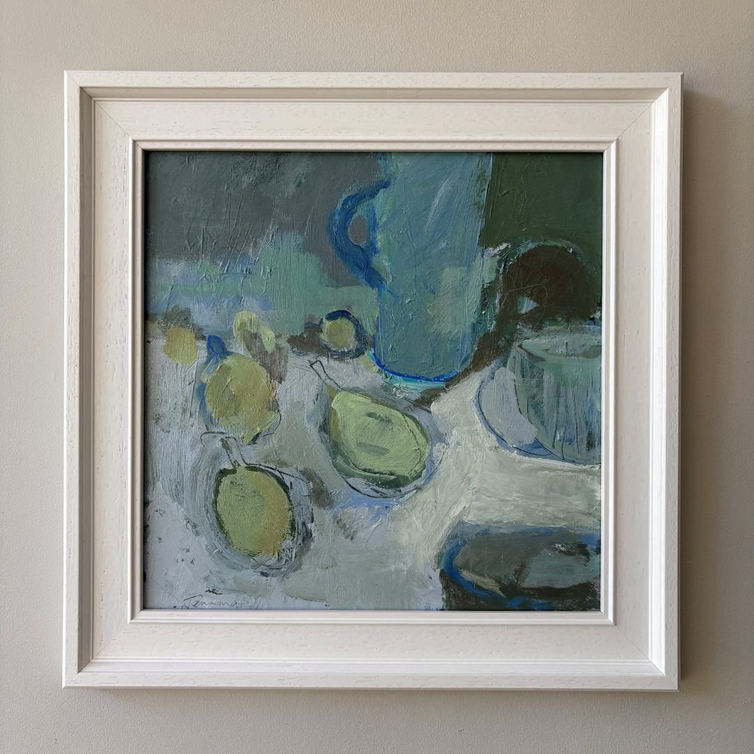 Blue Jug with Pears framed square format.jpg