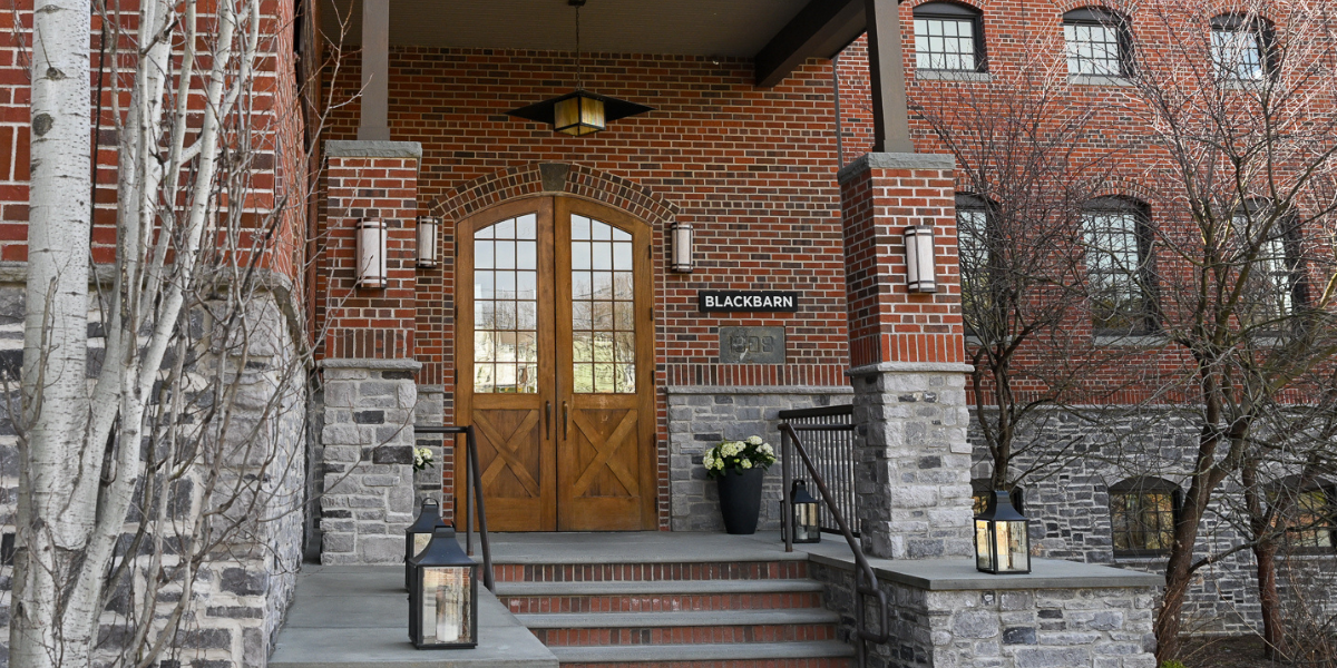 The exterior of Blackbarn Hudson Valley restaurant at Diamond Mills hotel in Saugerties, NY