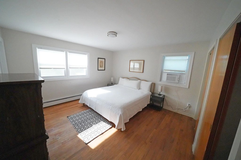 The bedroom of a guest house owned by Diamond Mills hotel in the village of Saugerties, NY