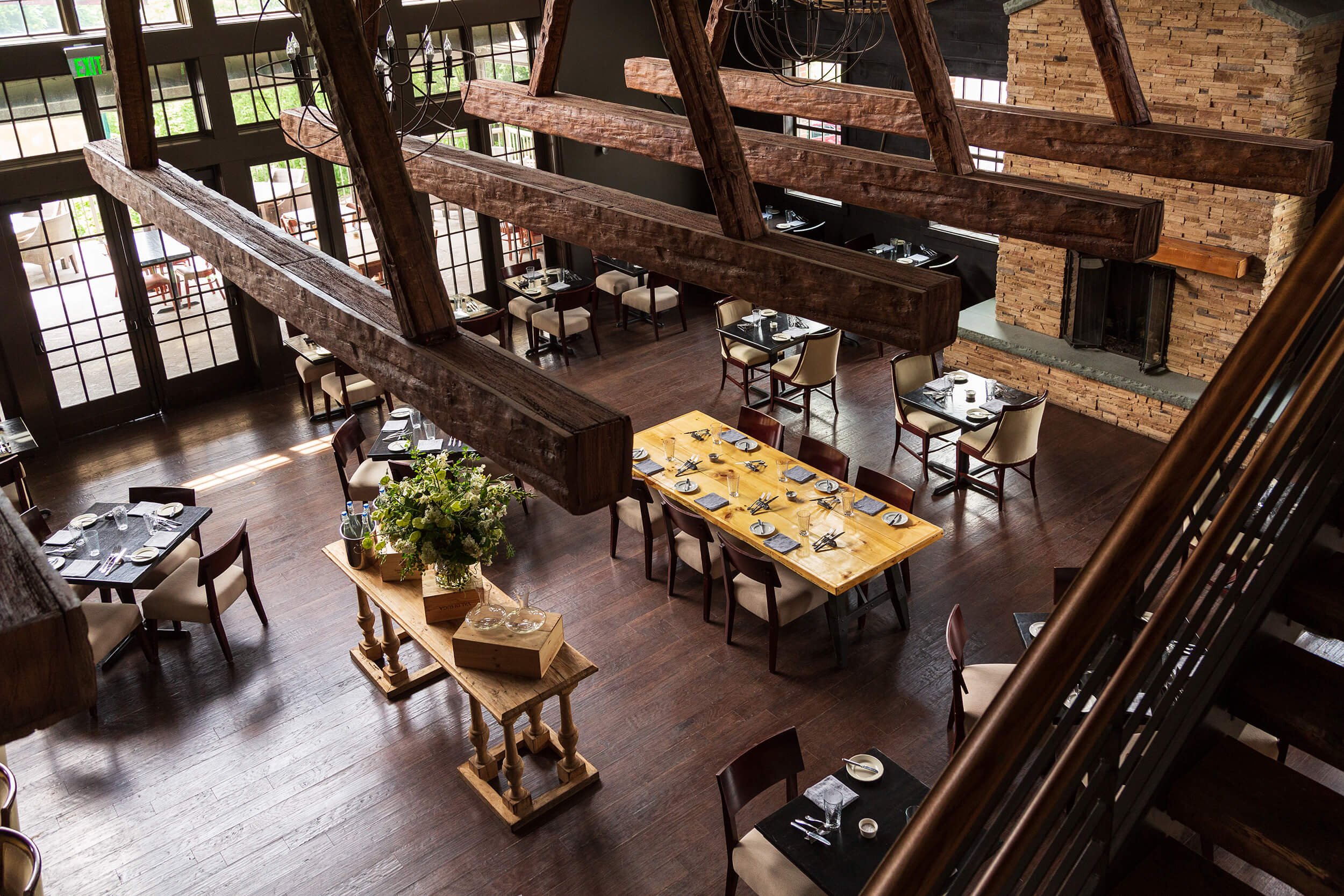 Blackbarn Hudson Valley restaurant dining room at Diamond Mills hotel in Saugerties, NY