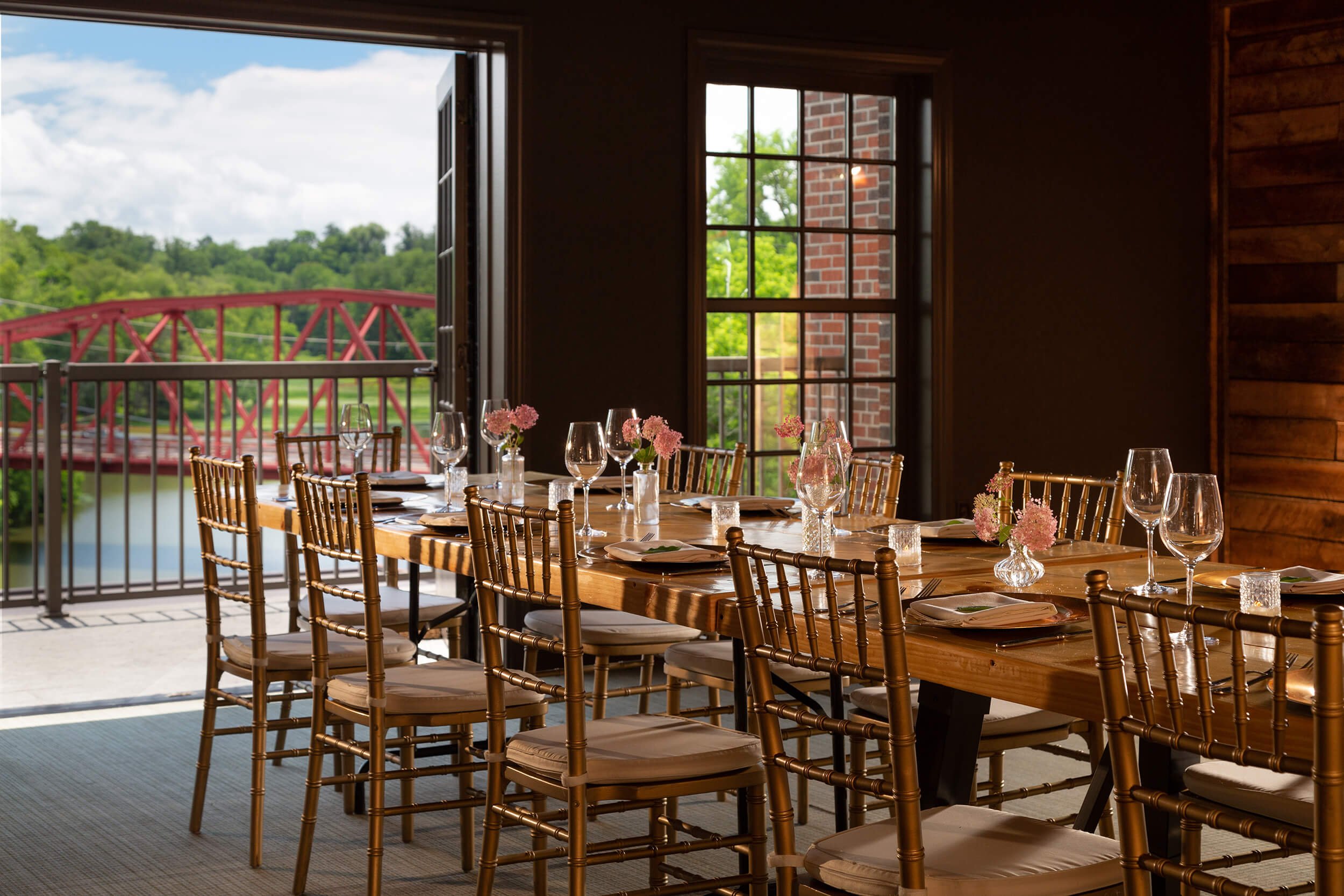 Private dining space in Blackbarn Hudson Valley restaurant at Diamond Mills hotel in Saugerties, NY