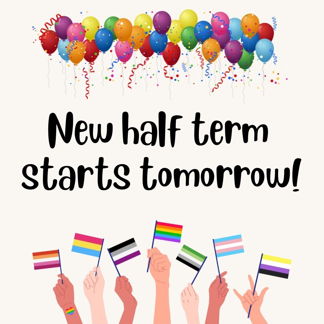 Our next half term starts tomorrow! New people are very welcome :)

[Image description: black text 'New half term starts tomorrow!' below a colourful balloon graphic and above a graphic of hands holding pride flags]

#bathqueerchoir #queerchoir #bath