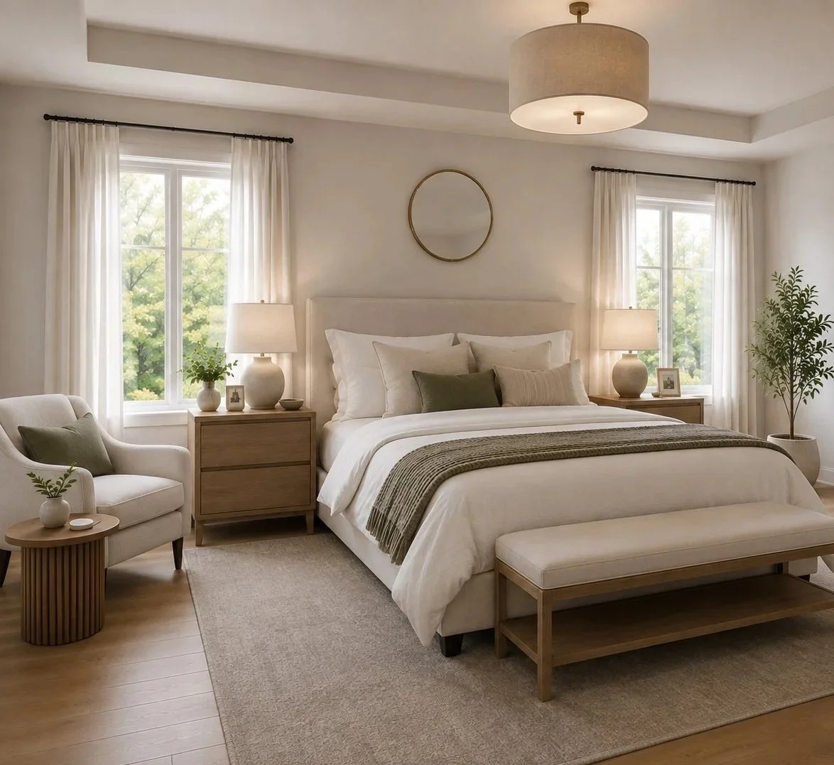 Primary bedroom rendering in a Willow Grove two bedroom condo in Charleswood Winnipeg