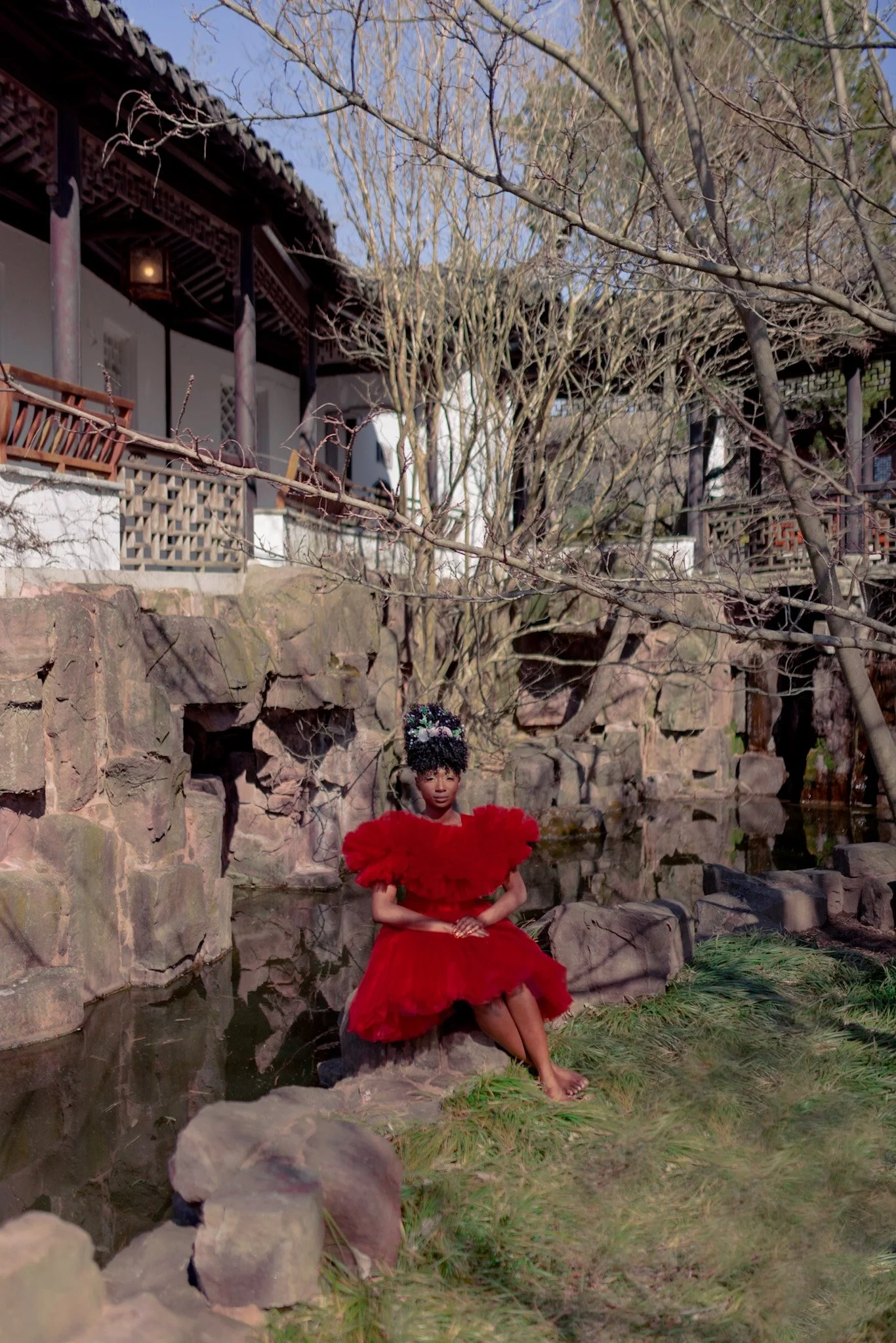 Oriental: of, relating to, or coming from Asia and especially eastern Asia.

The Red Dress; curated by Ms. Nkiruka Agu. (@alkecurations)

She states... “When I was thinking of this dress I was thinking of comfort in transitioning. Red is such a beaut