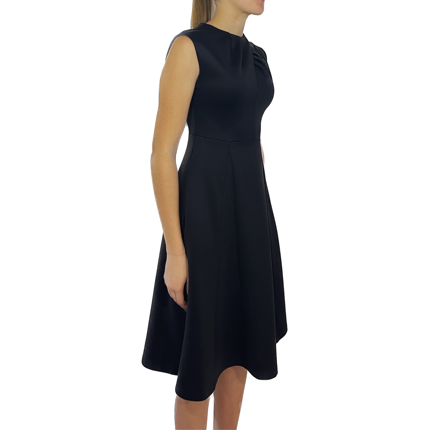 green emerald velvet dress Joseph Ribkoff Fit & Flare Pleated Dress with Knot Waist Detail Style 261962 Parchment / M