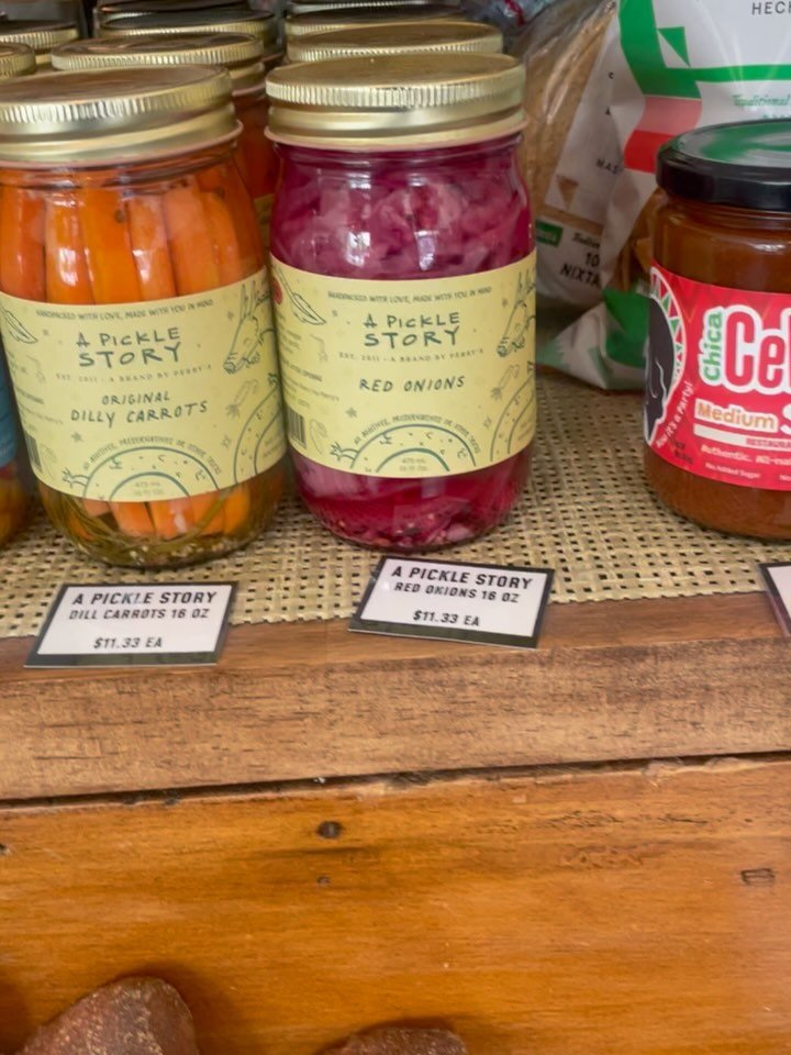 We are super excited to be carrying various pickles from @apicklestory ! They&rsquo;re hand prepped down in Rhinebeck&mdash; fresh, local- delicious. Any of them would make a great addition to your summer pantry. 
Come on by and pick some up! 🥒🥕🫛