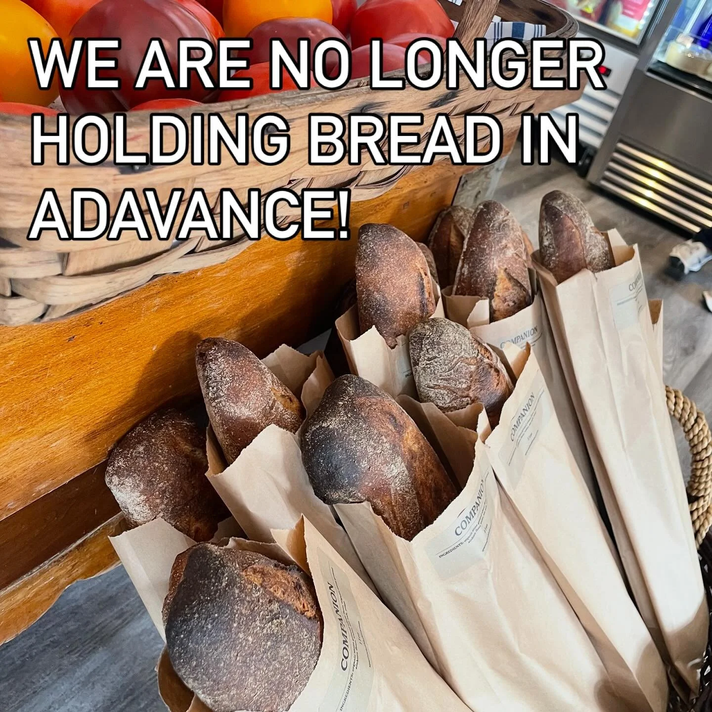 We are super happy to have Sparrowbush back on the shelves after their break! We&rsquo;re sure you are as well 😉

On that topic: going forward we will no longer hold bread in advance. It has become too much for our small team to keep track of. We'll