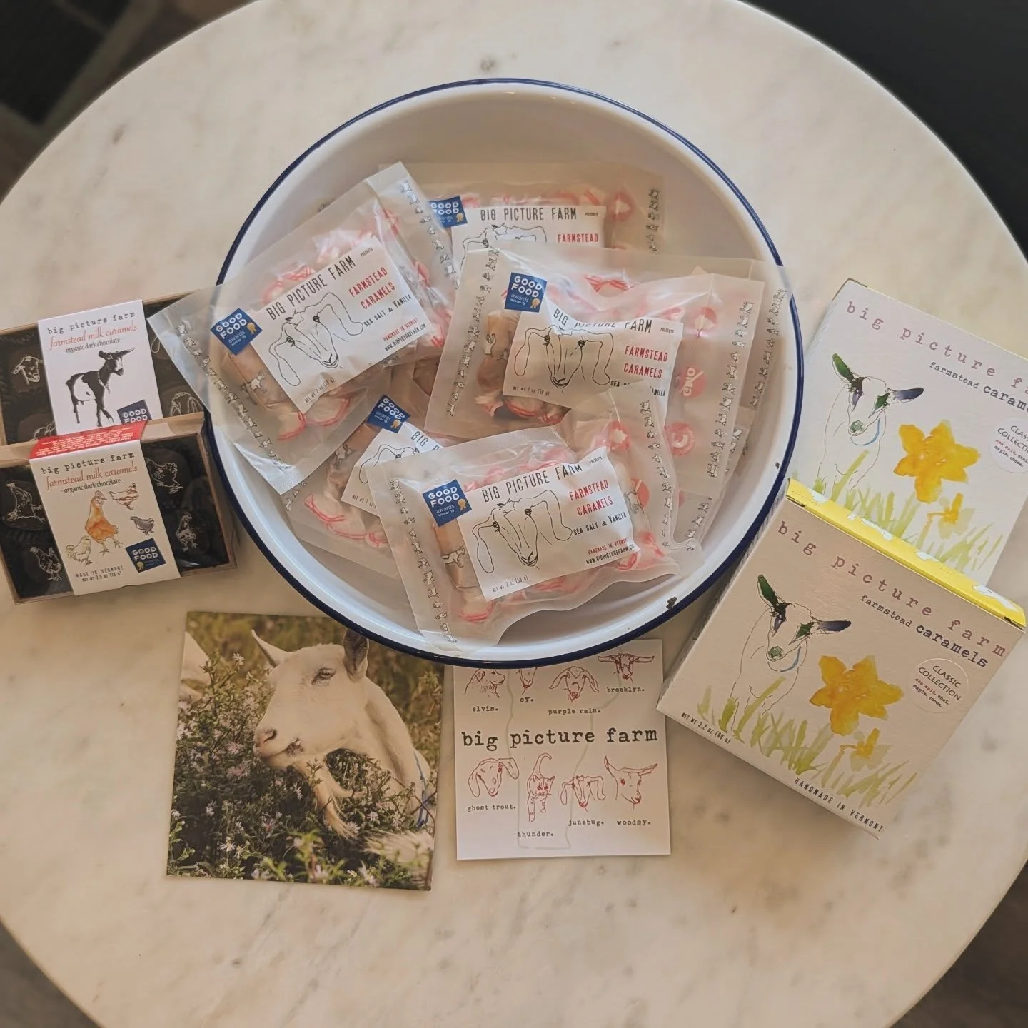 With spring in the air, we're excited about all things goat related, including these beautiful goat milk caramels from @bigpicturefarm in Vermont! 🐐🌱🌈
