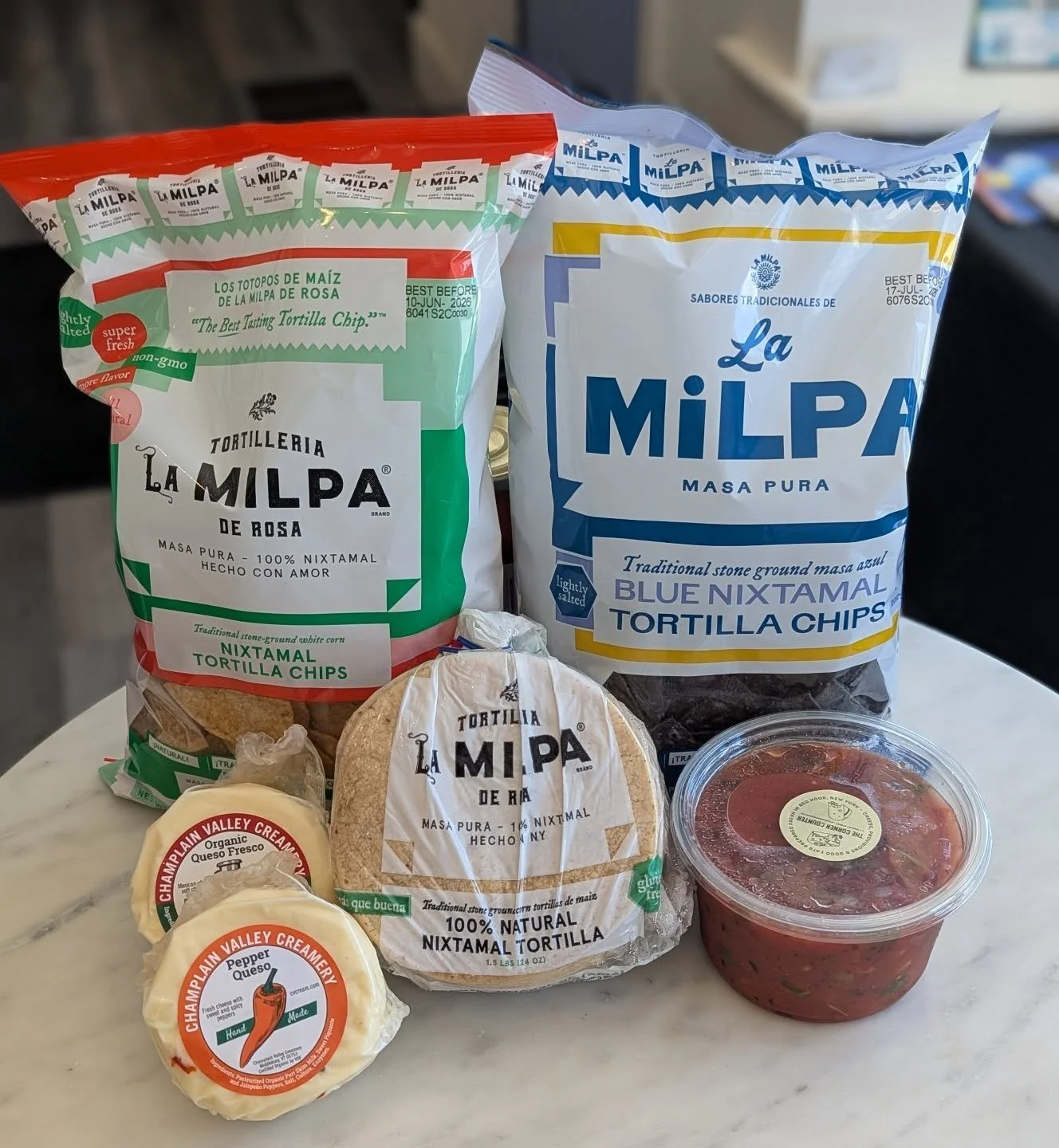Tuesday is Cinco de Mayo. Grab some snacks, including:

Our made in house Fresh Salsa 🍅

@champlainvalleycreamery Organic Queso Fresco &amp; Pepper Queso 🌶️

@milparosa Nixtamal (stone ground corn) Tortillas &amp; Tortilla Chips, including their ne