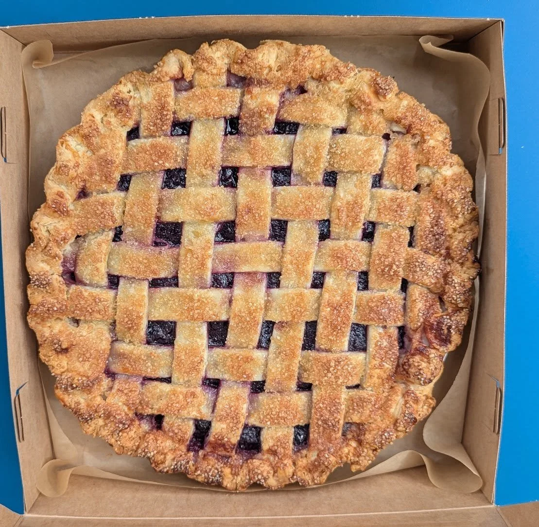 @tspoonkitchen Blueberry Lattice Pie 🫐 Grab a pint of @mcconnellsicecreams Vanilla Bean ice cream and dig in!

More Strawberry Rhubarb pies coming in tomorrow 🍓