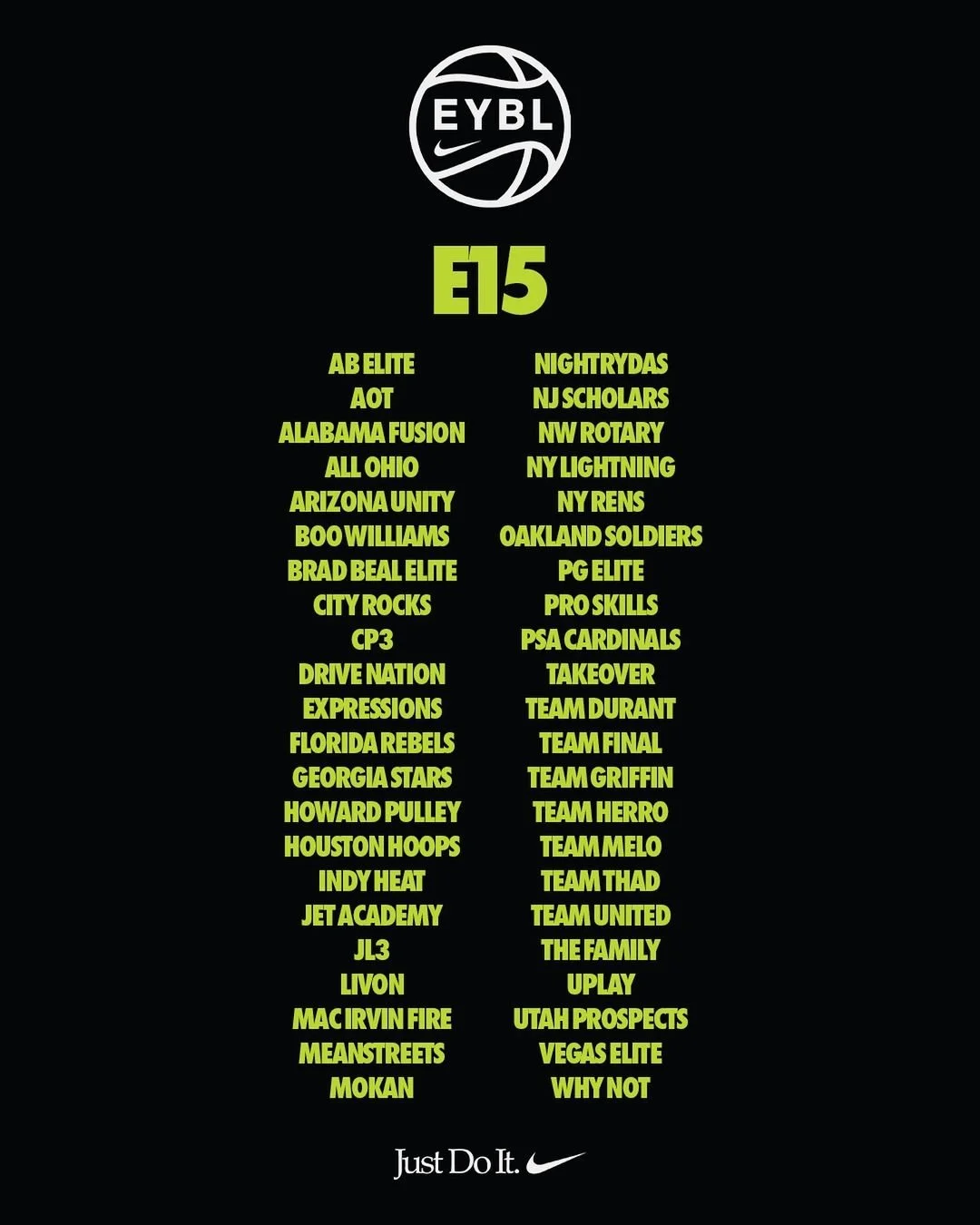 2025 Nike EYBL Schedule — BeELITE ENTERPRISES