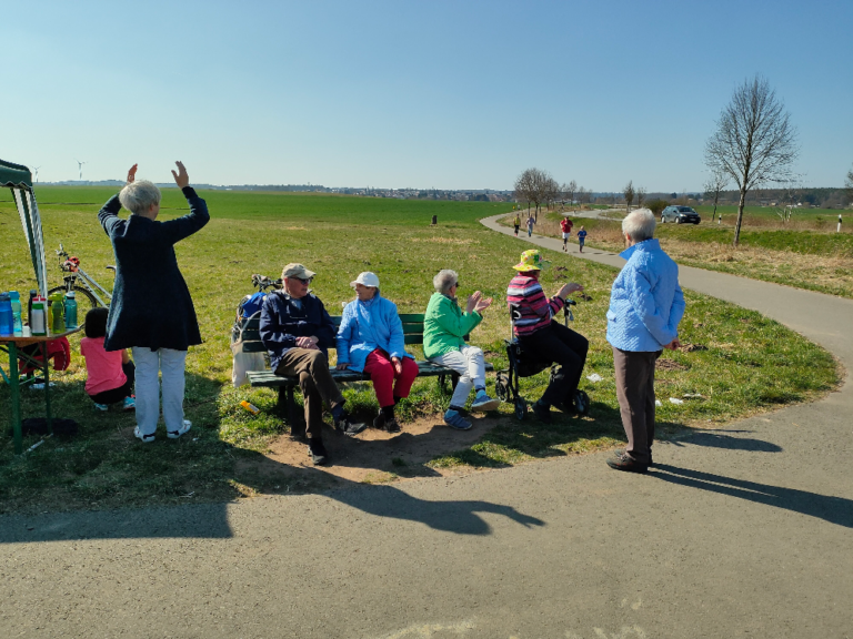   Members from the Mennonite Church of Enkenbach cheer on the runners in the fundraising event held last March. Participants ran as many kilometers as they could in two hours.  Photo contributed by Patrick Schmidt.   