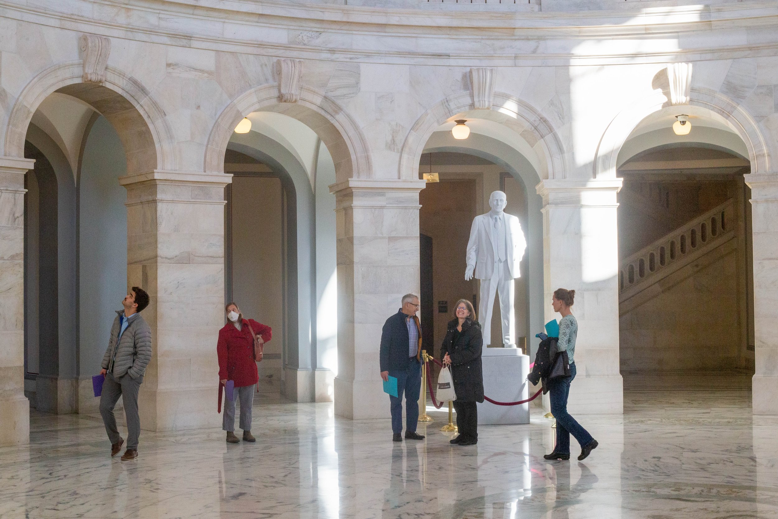  Attendees to an ACC advocacy day in collaboration with Mennonite Central Committee’s Washington Office in January take in the architecture of the Cannon House Office Building. 