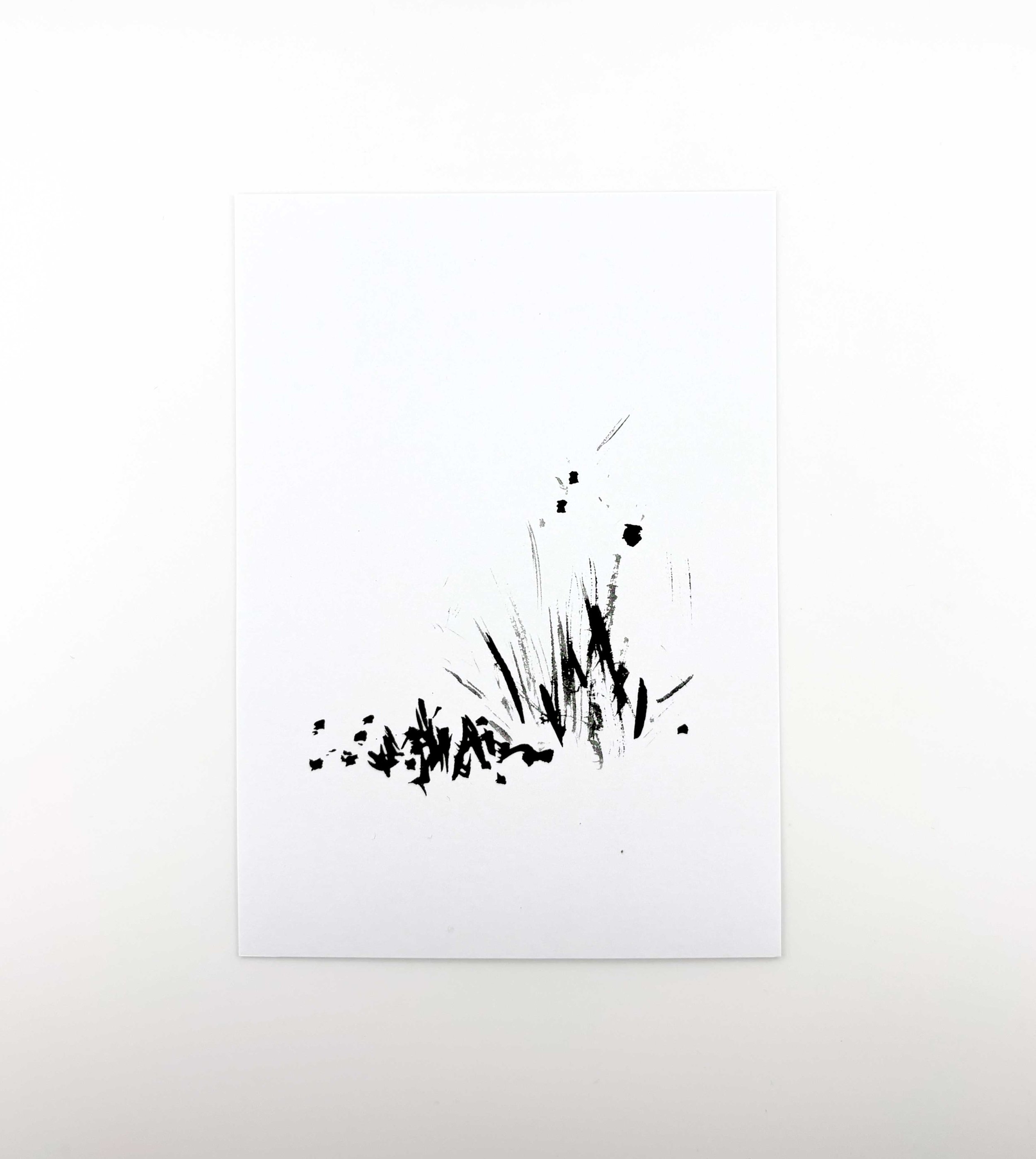 Abstrakte Zeichnung Wiese Postkarte