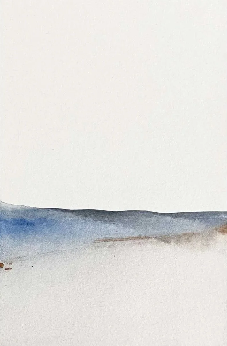 Zarte Aquarell Zeichnung eines Horizonts oder Landschaft von Studio Anne B.