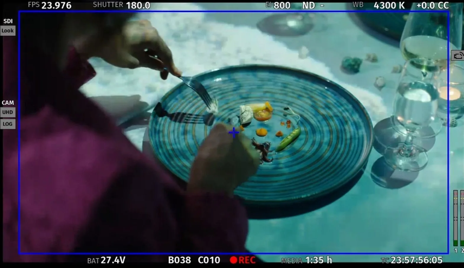 cinematic shot of professionally styled plate of food for a film set