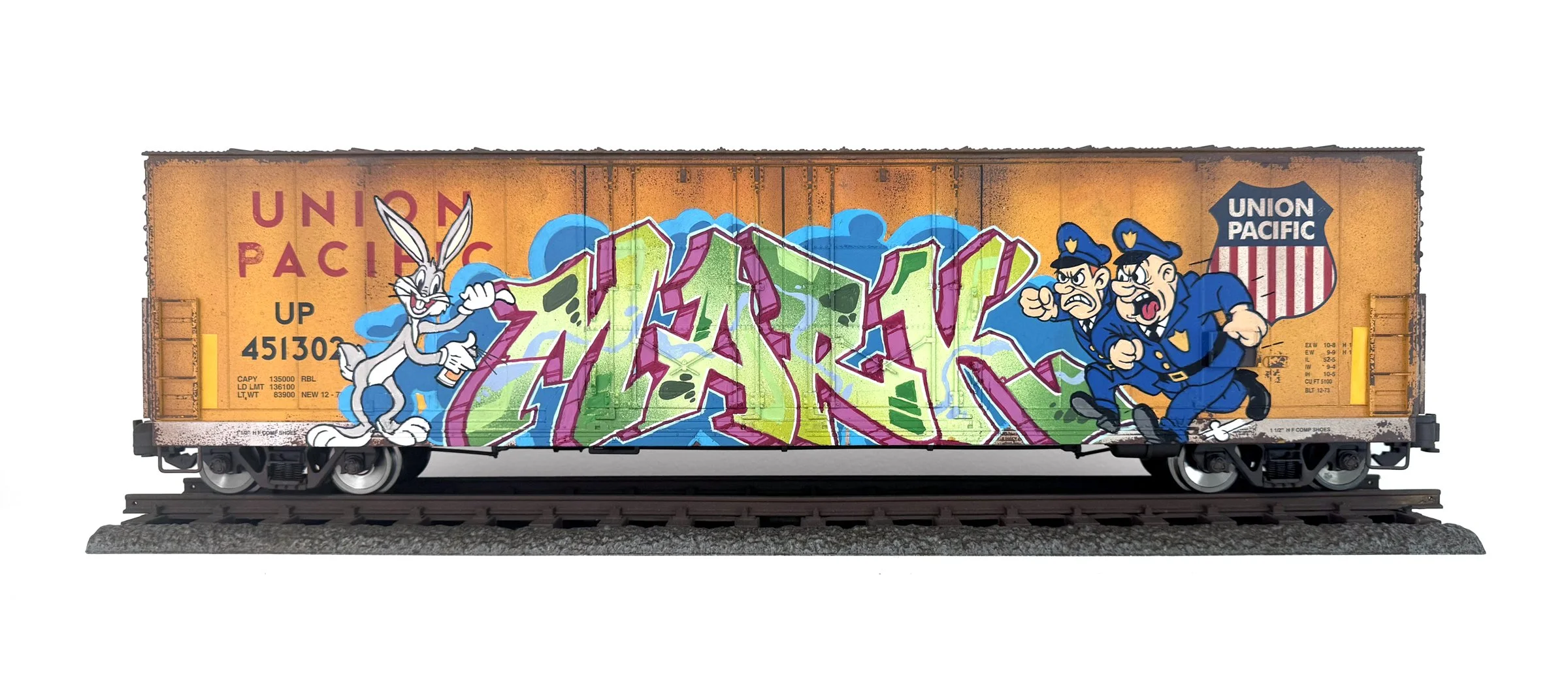 UP #21
7 x 24 x 5 in (17.78 x 60.96 x 12.7 cm)
Spray paint, paint marker, acrylic
2025