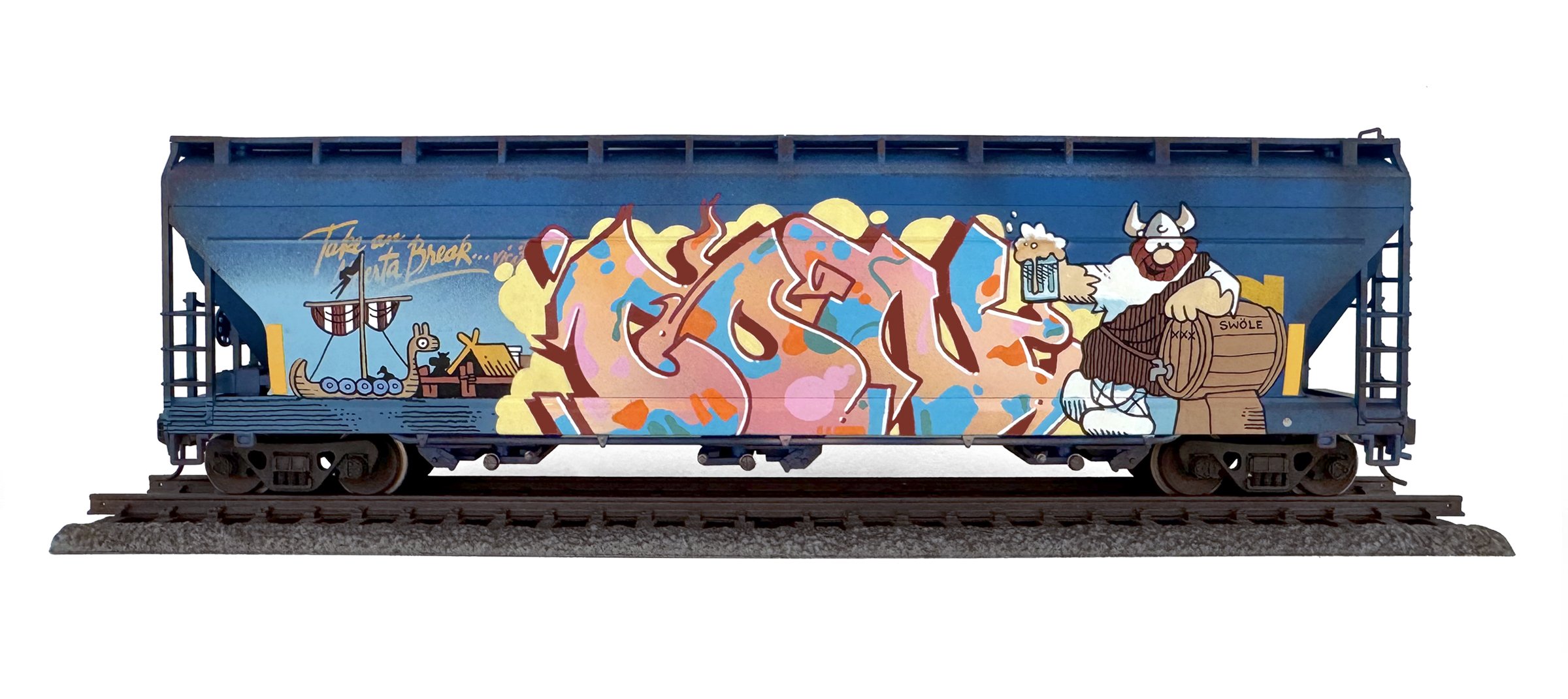 ALPX
7 x 24 x 5 in (17.78 x 60.96 x 12.7 cm)
Spray paint, paint marker, acrylic
2026