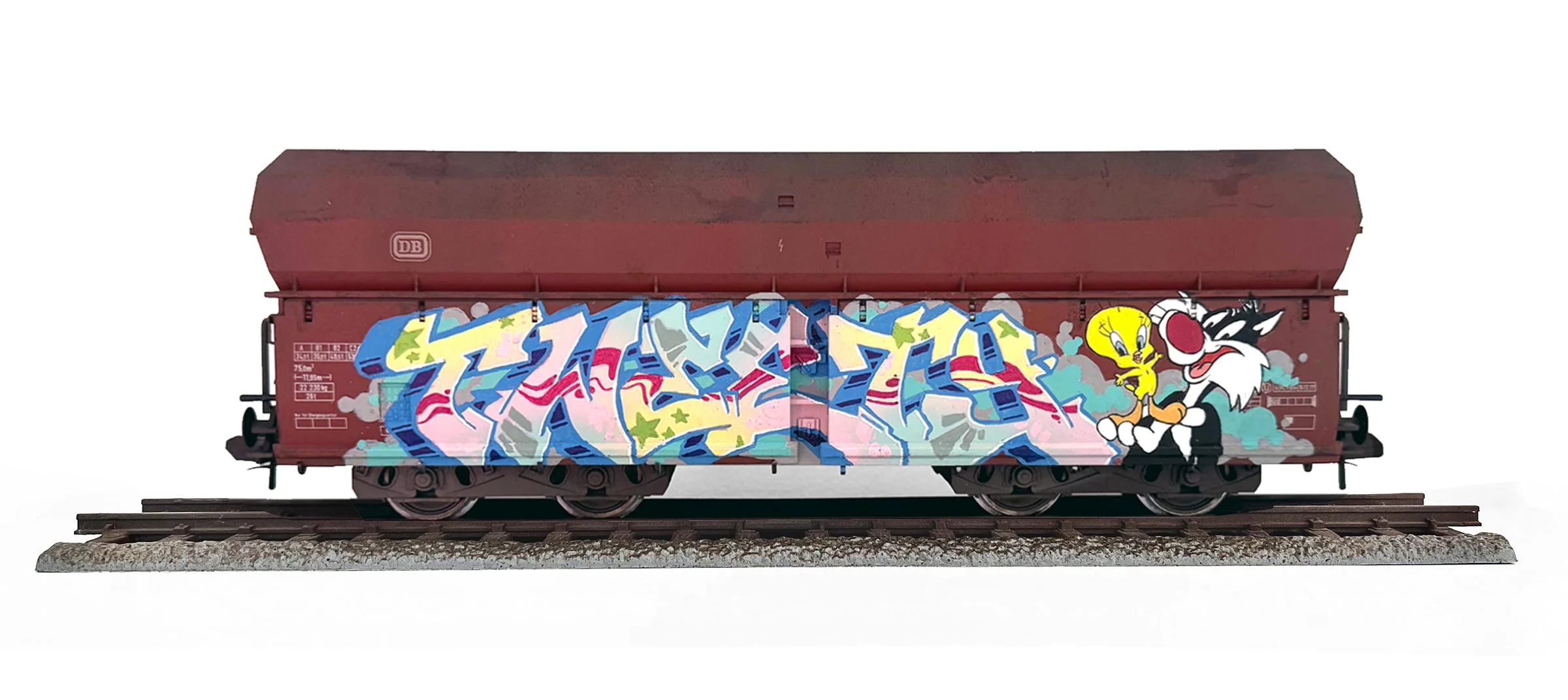Falns 183 DB
6 x 18.25 x 5 in (15.24 x 46.35 x 12.7 cm)
Spray paint, paint marker, acrylic
2023