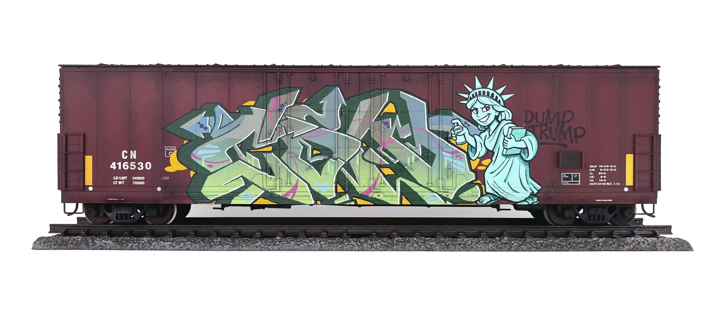 CN #52
7 x 24 x 5 in (17.78 x 60.96 x 12.7 cm)
Spray paint, paint marker, acrylic
2026