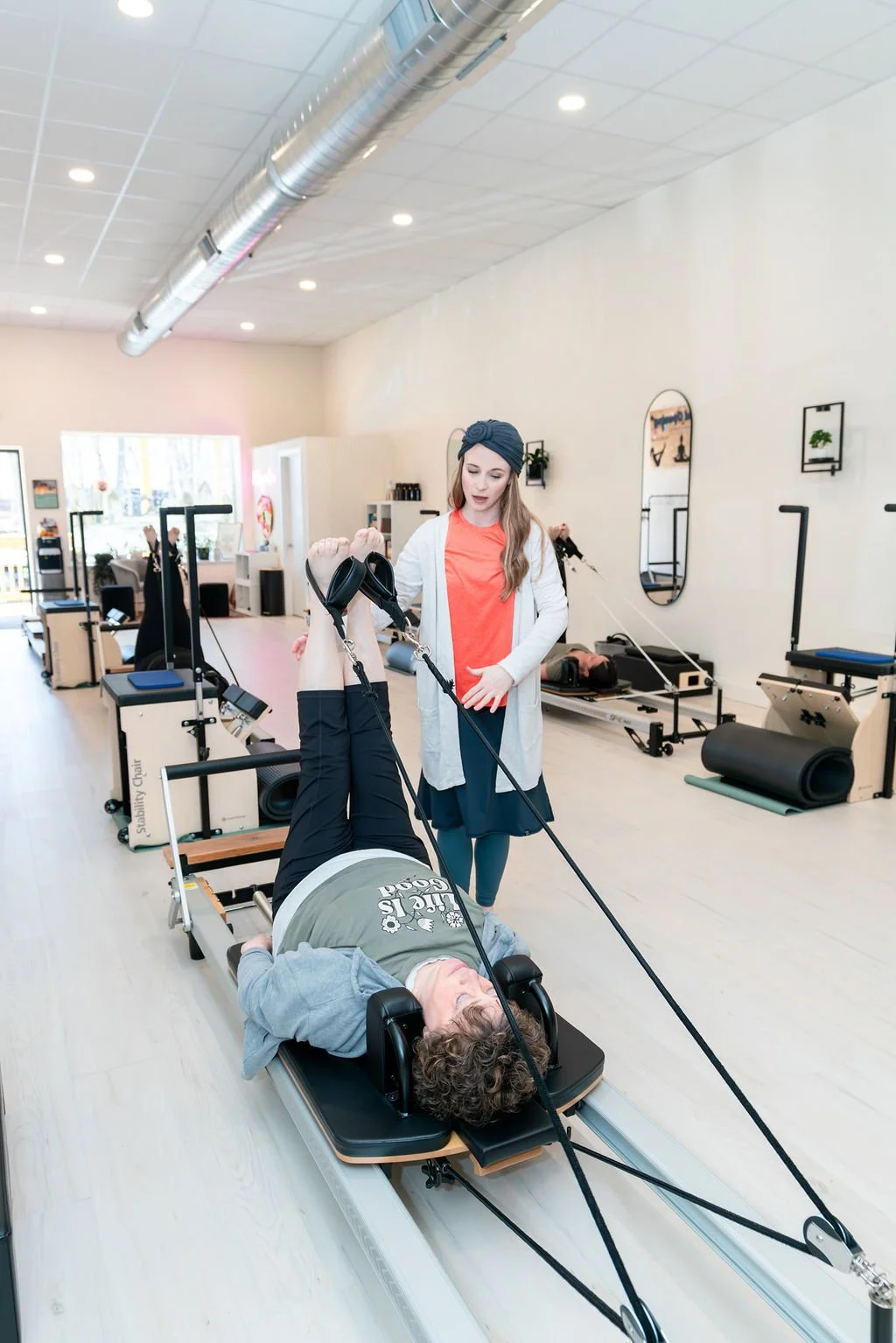 Private pilates session on the reformer