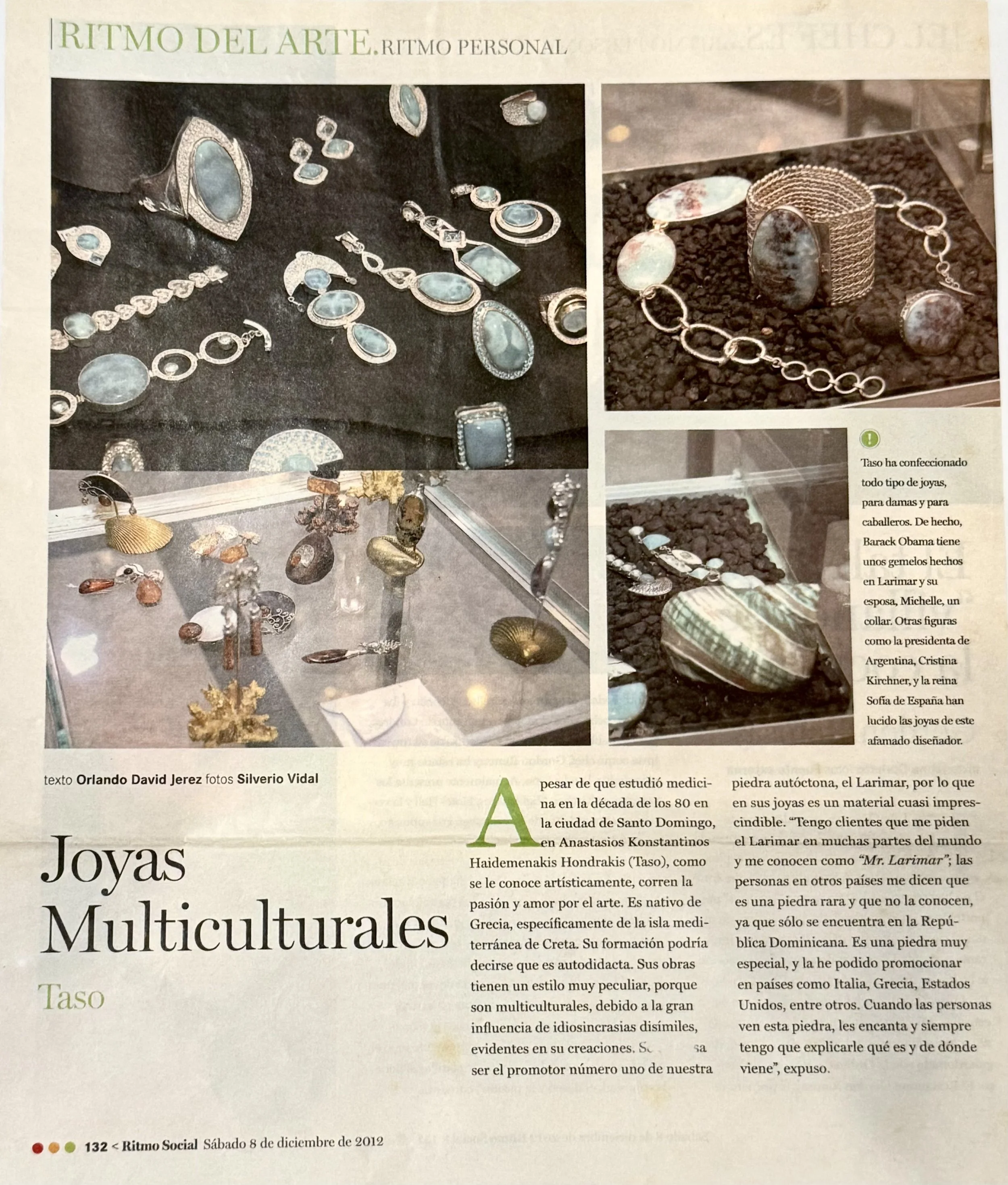 TASO artistic jewelry collection featuring Larimar gemstones, rings, necklaces, bracelets and earrings.