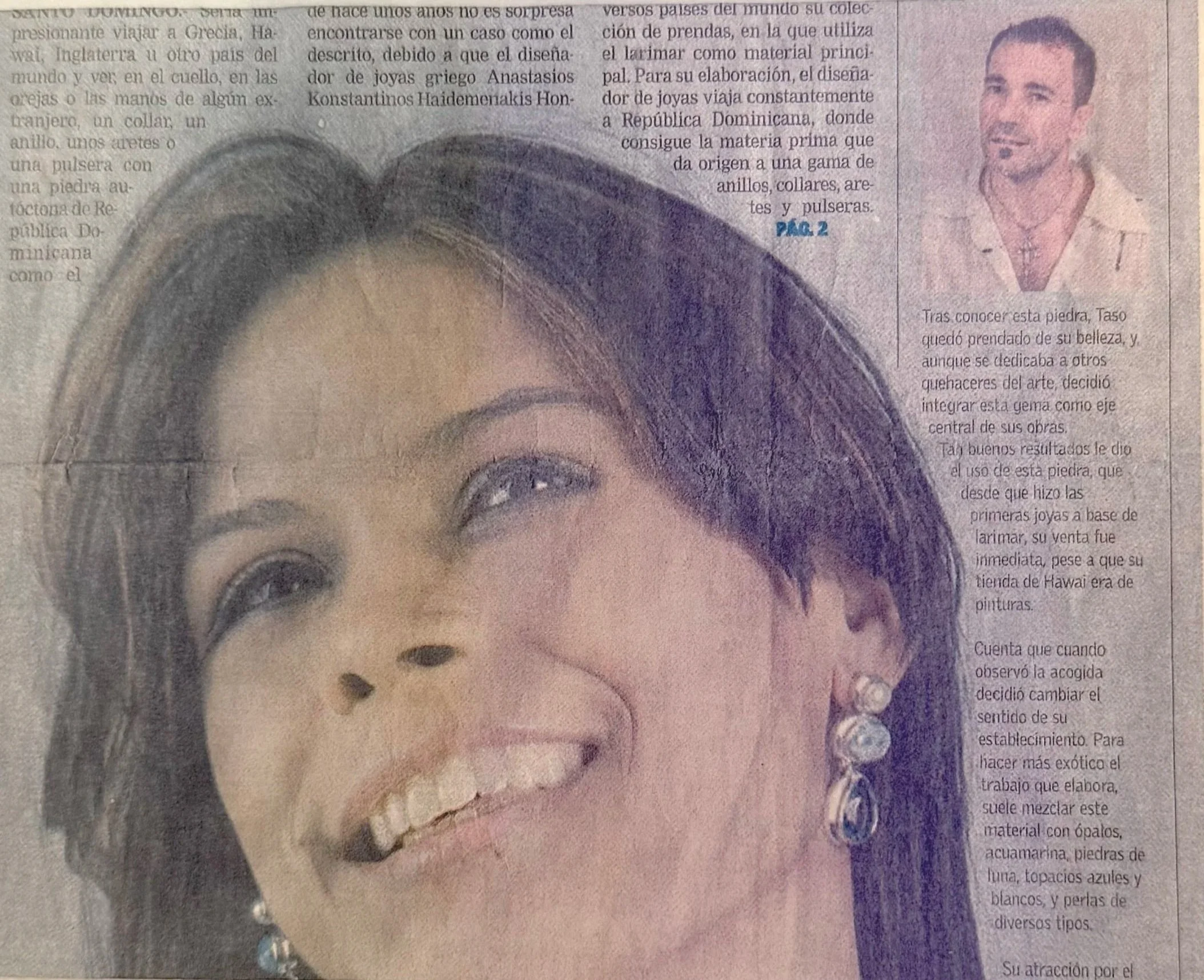 Press feature showcasing a model wearing distinctive TASO jewelry designs.