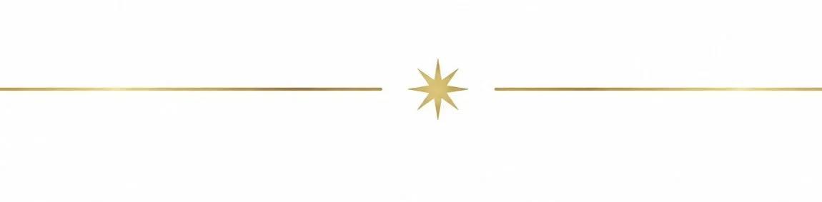 Golden decorative star with lines extending outward on either side