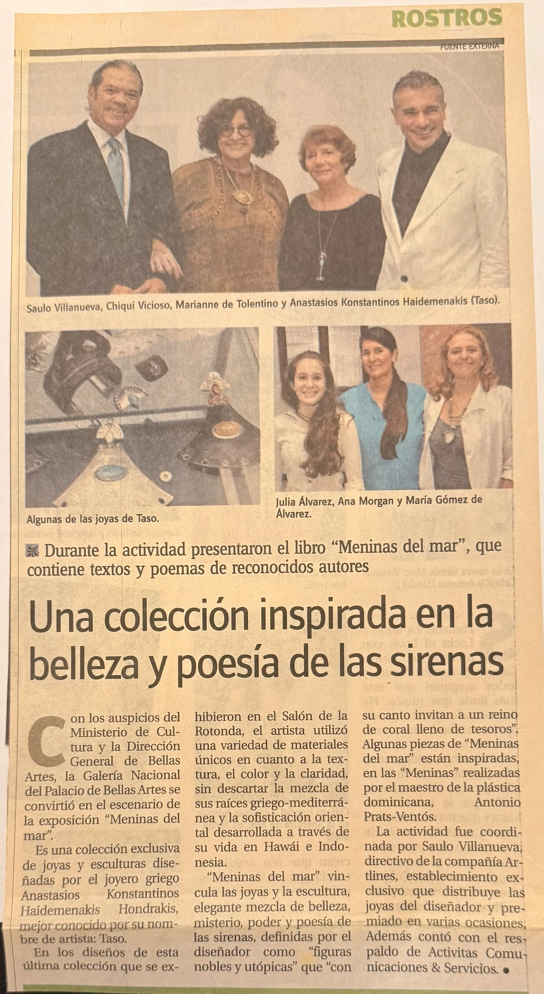 Press coverage of TASO’s Meninas del Mar jewelry collection inspired by mermaids and the sea.