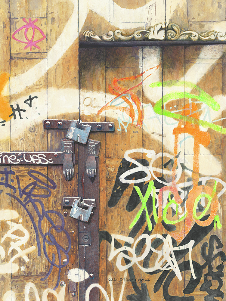   “Writing on the Wall”    Watercolor   24” x 18” 