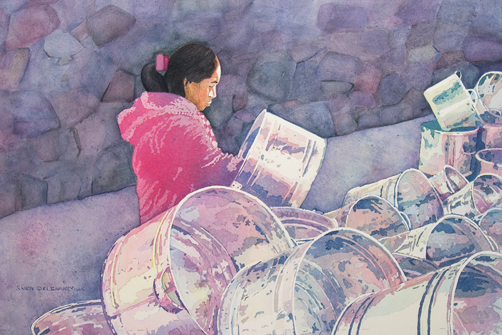   “Chichicastenango Vendor”    Watercolor   12” x 18” 