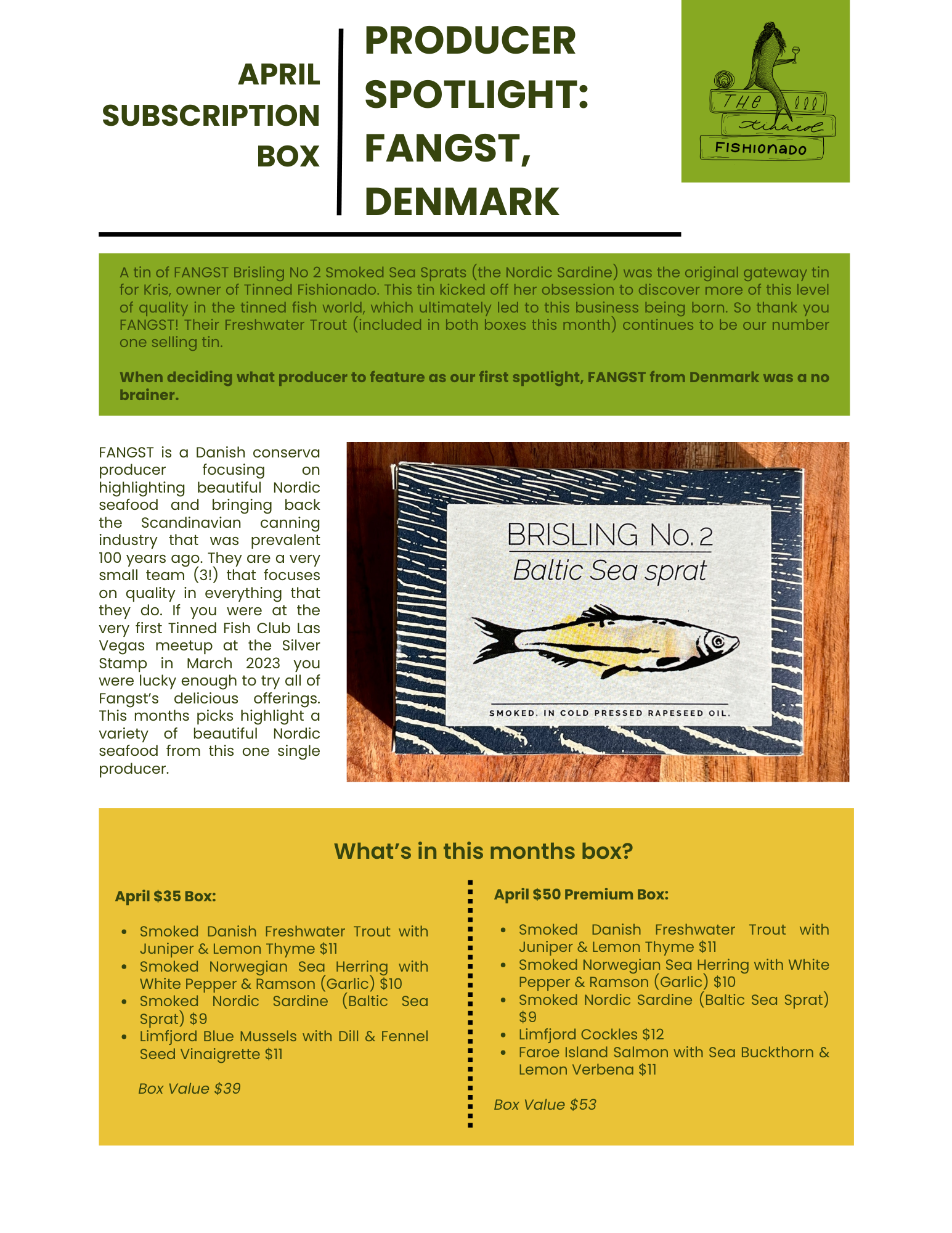 Tinned Fishionado April Subscription Box