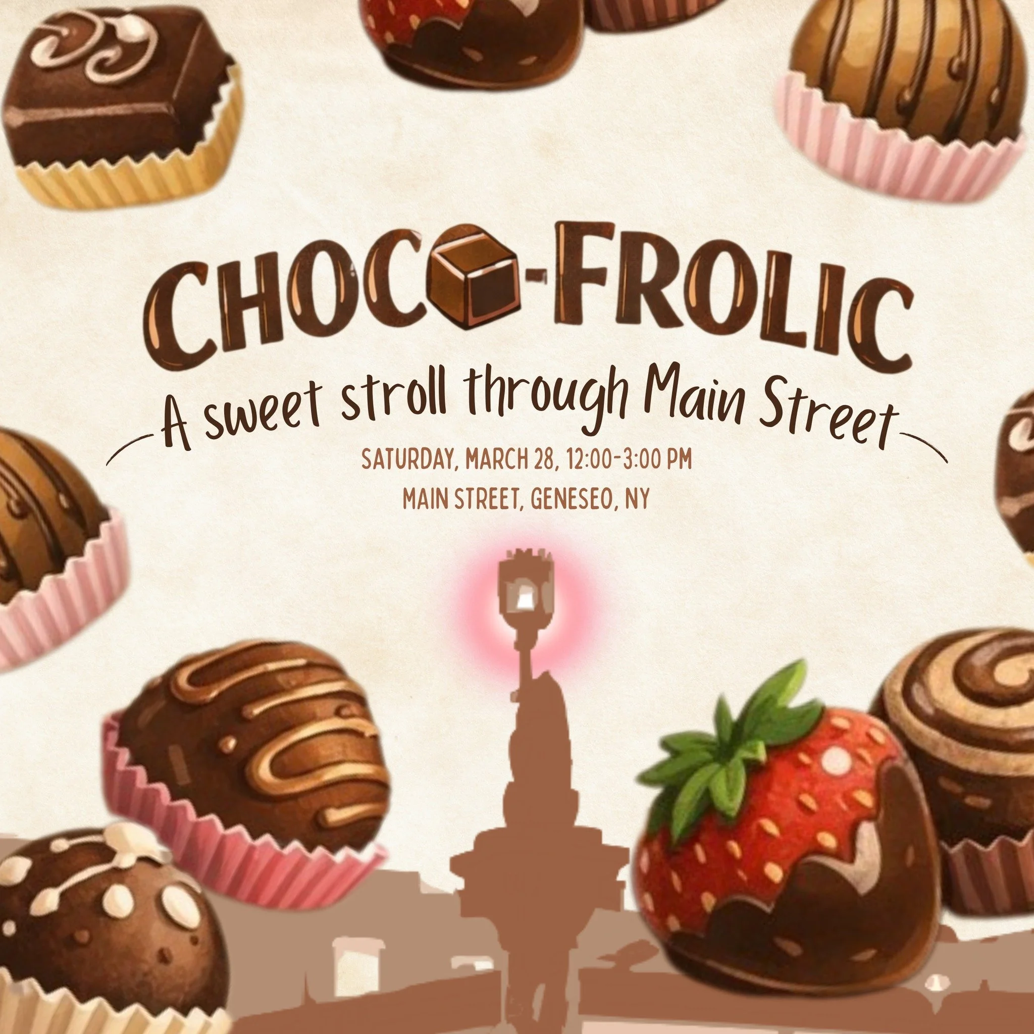 Hey @sunygeneseo students, looking for a sweet treat this weekend?! 🍫

Join us for Chocofrolic this Saturday, chocolate treats from 20 locations on Main Street and a free tote bag! 

Get your tickets while they last: https://www.valleyticketing.com/