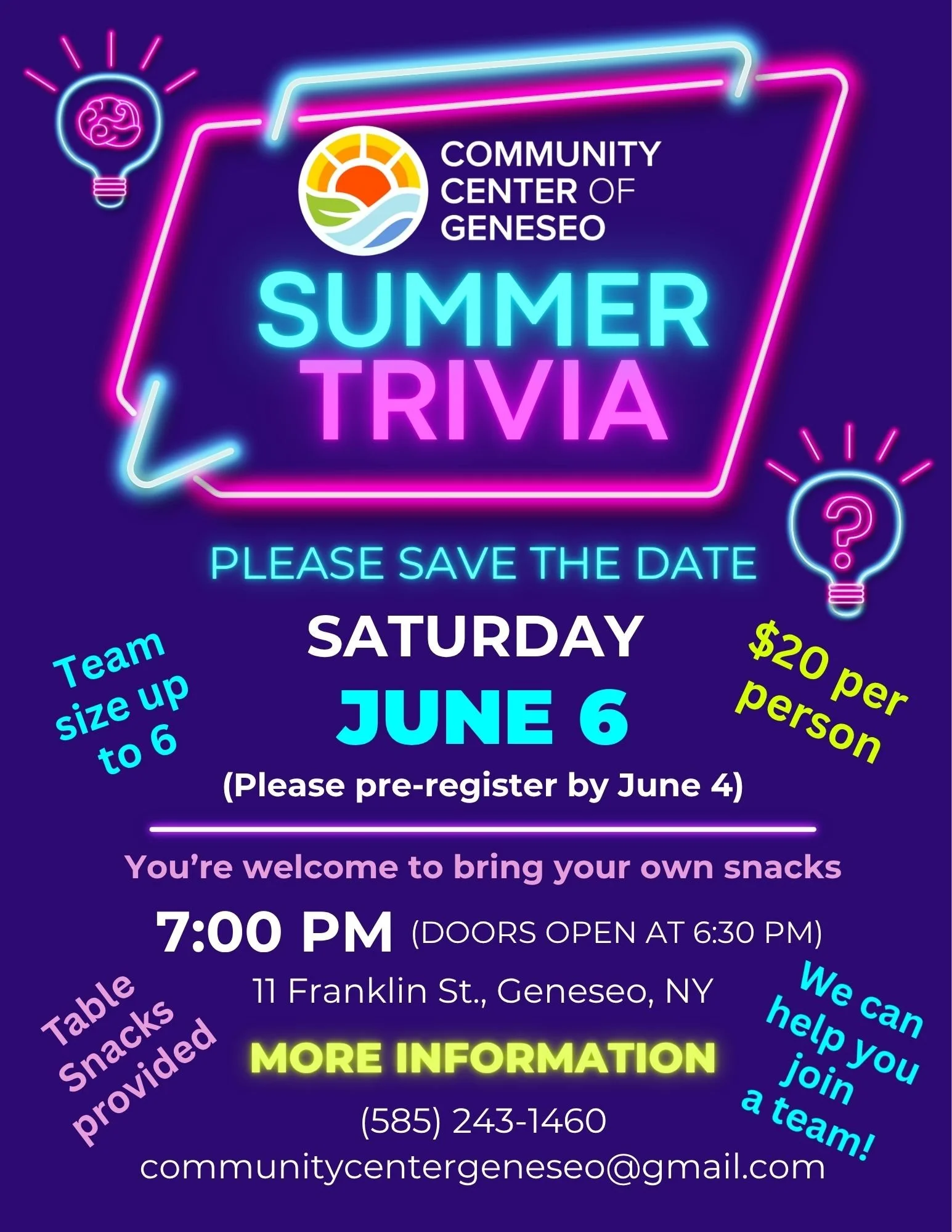 Summer Trivia with the Community Center of Geneseo