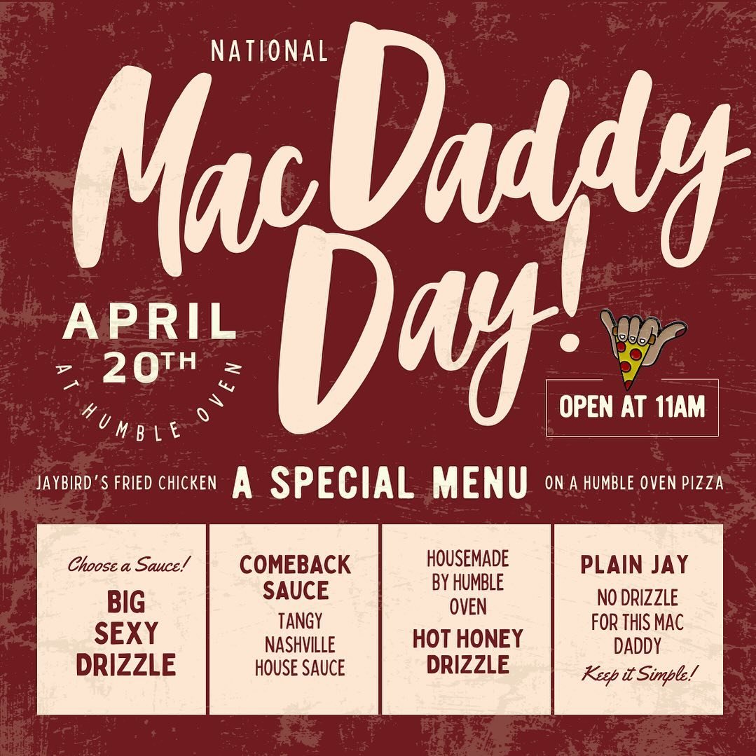 HAPPY 4/20! MAC DADDY Day is here! Order online through our website or in person 11am-8pm 💥