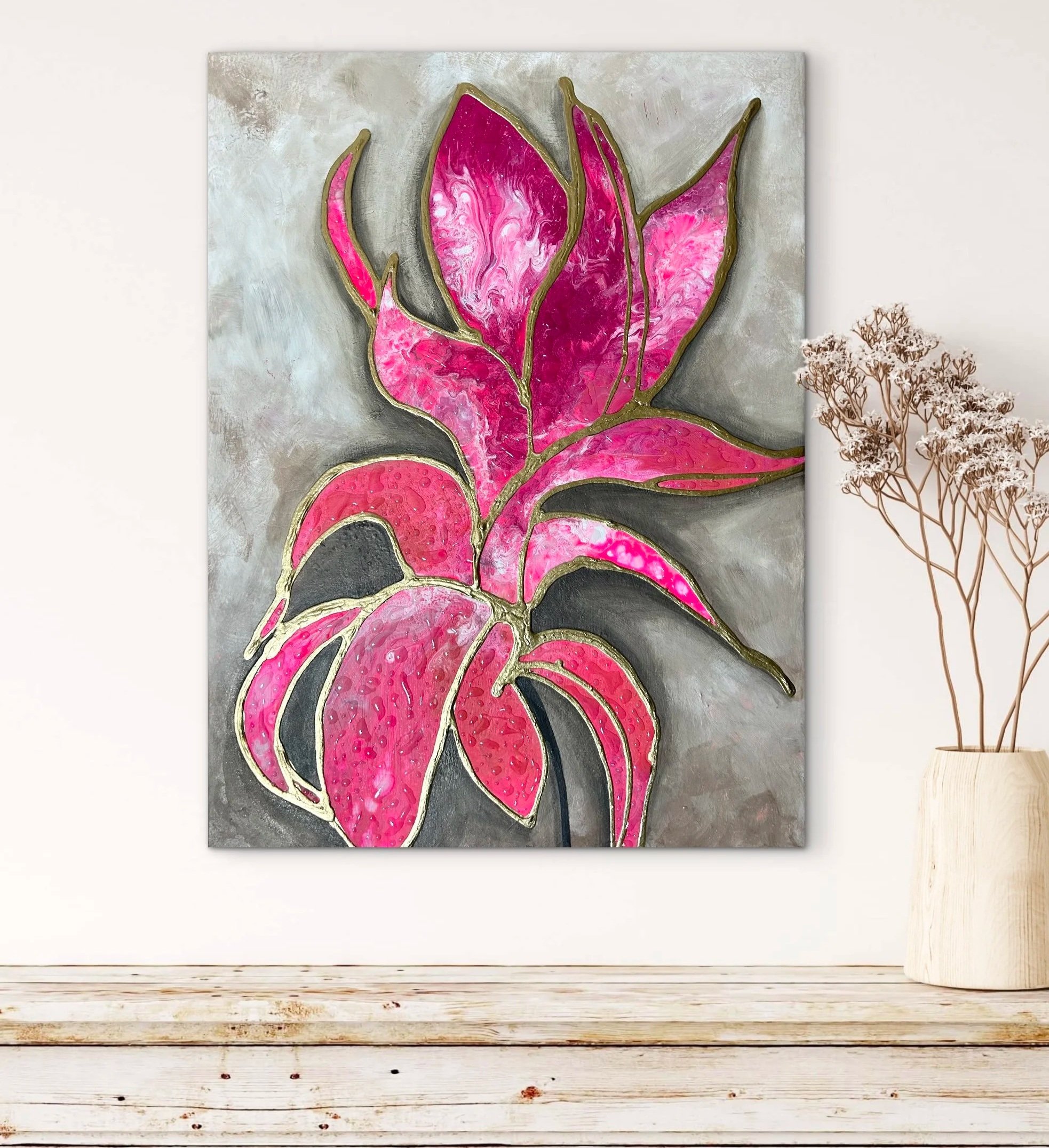 Christmas cactus abstract Flower, with water droplets