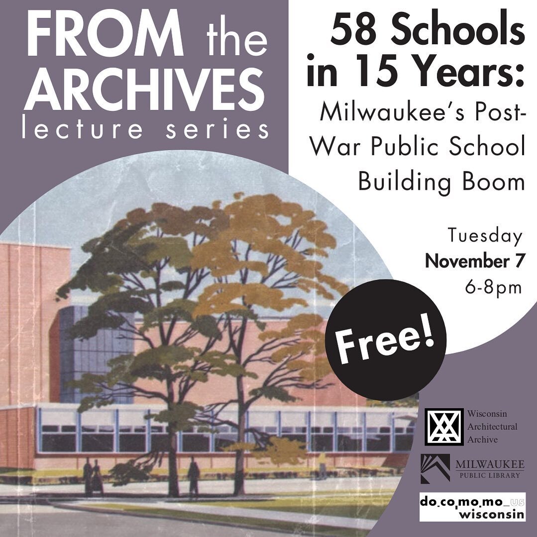 ❕NEW FREE LECTURE SERIES ANNOUNCEMENT❕

Along with @mplcreates and the Wisconsin Architectural Archive (WAA), we&rsquo;re excited to announce FROM THE ARCHIVES - a new lecture series on midcentury Architecture, Art, and Design.

Our inaugural lecture