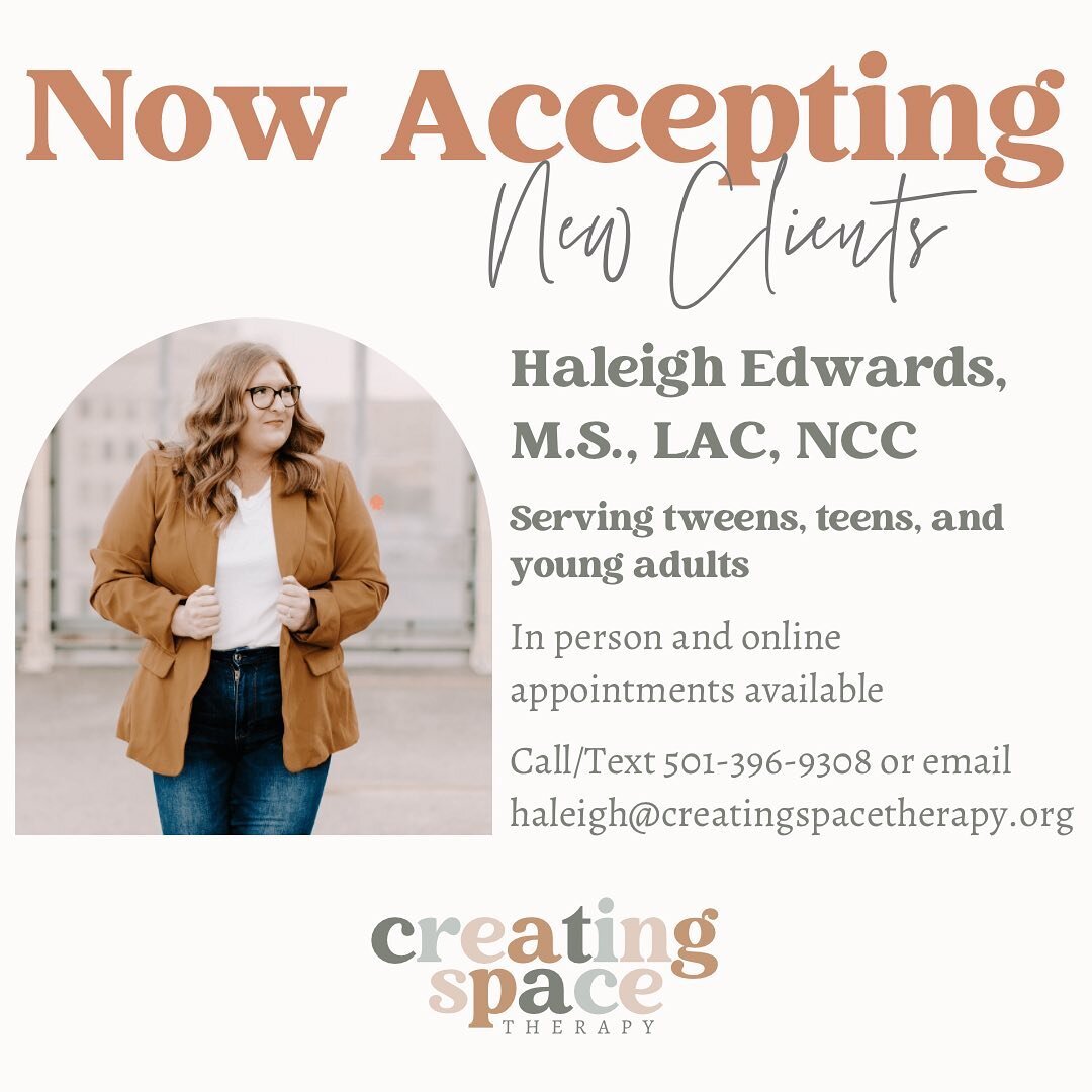 We have immediate openings for tweens, teens, and young adults! Reach out to schedule your appointment today!
.
.
.
.
#therapy #therapyiscool #therapist #therapistsofig #therapistsofinstagram #arkansastherapist #mentalhealth #mentalhealthawareness #m