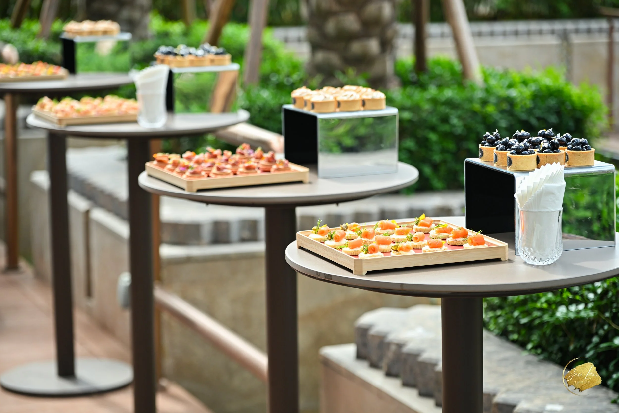 Outdoor private celebration catering service in Macau, premium canapes, on-site service team and dedicated PR event staff