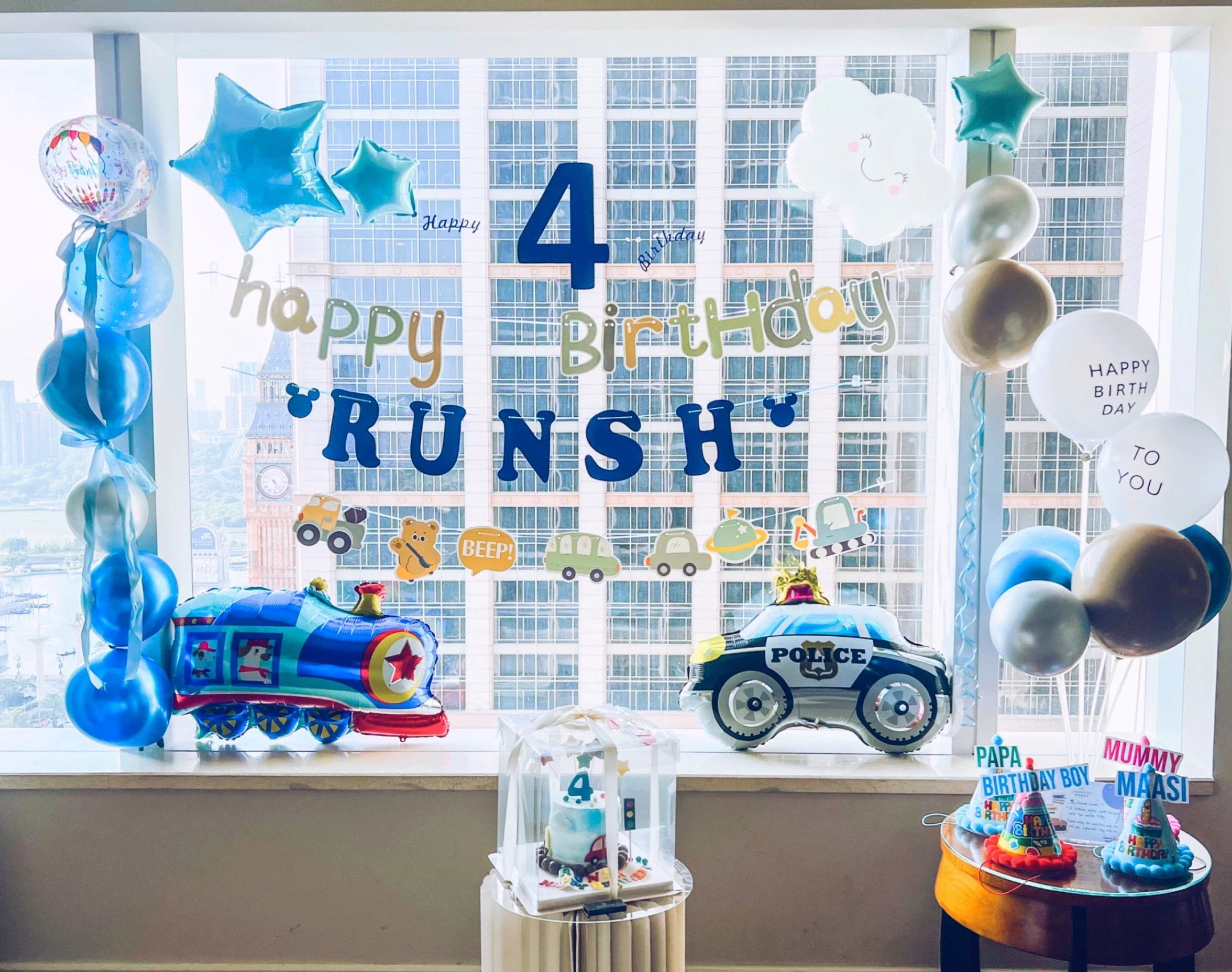 Custom themed hotel balloon decoration for birthday surprise set‑up for tourists in Macau