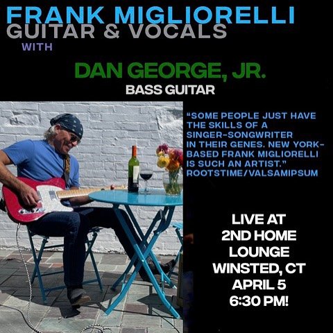 👋 Hey Northwest Corner folks &mdash; our good friend @fmigliorelli returns to Winchester on Saturday April 5 for another great evening of roots-rock tunes at Winsted&rsquo;s own 2nd Home Lounge @2ndhomeloungewinsted. He&rsquo;ll be joined by multi-t
