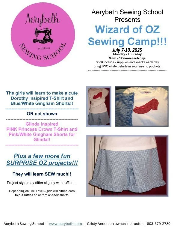 Aerybeth Wizard of Oz Sewing Camp