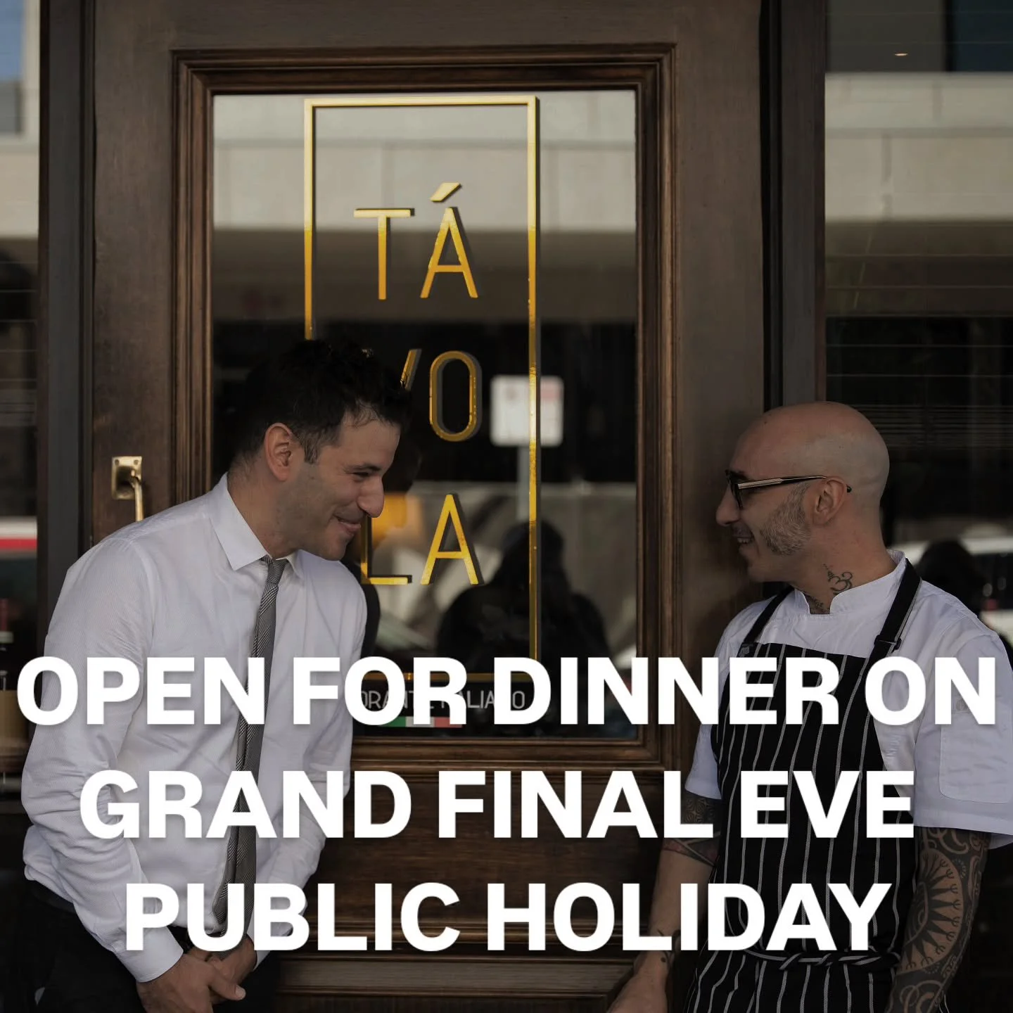 🏉✨ We&rsquo;re OPEN this Grand Final Eve Public Holiday for dinner!
Celebrate the long weekend with authentic Italian food, great wine and warm hospitality.🇮🇹