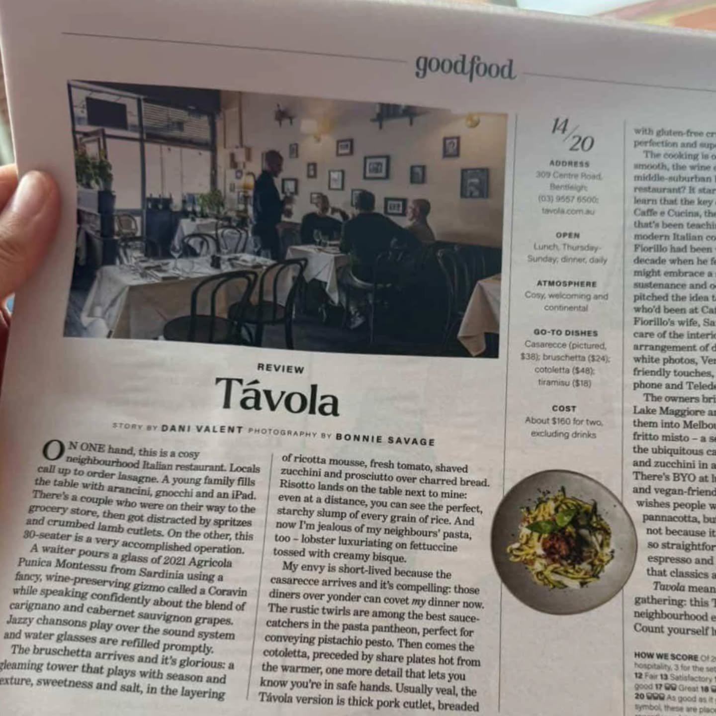 Featured in The Age &ndash; Good Food Guide with a 14/20.

A meaningful recognition for our team and our neighbourhood.

&ldquo;Cooking on point. Service smooth. Wine exceptional.&rdquo;

Thank you to Dani Valent for the thoughtful review.

We&rsquo;