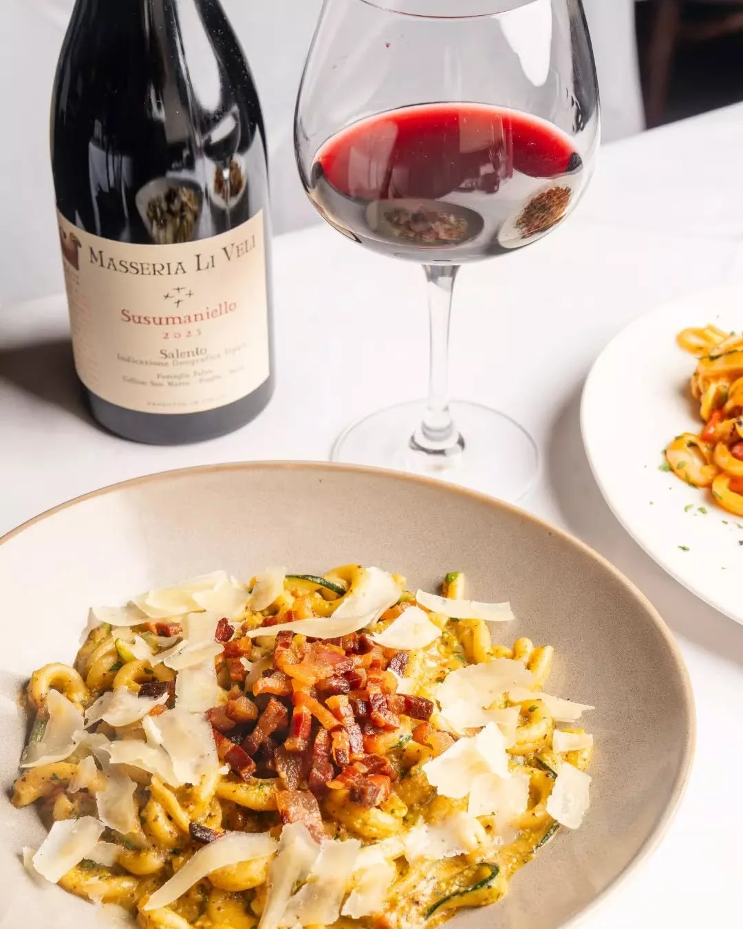 Good pasta, a proper glass of wine, and a table to sit at.

That&rsquo;s what we love. 🍝🍷