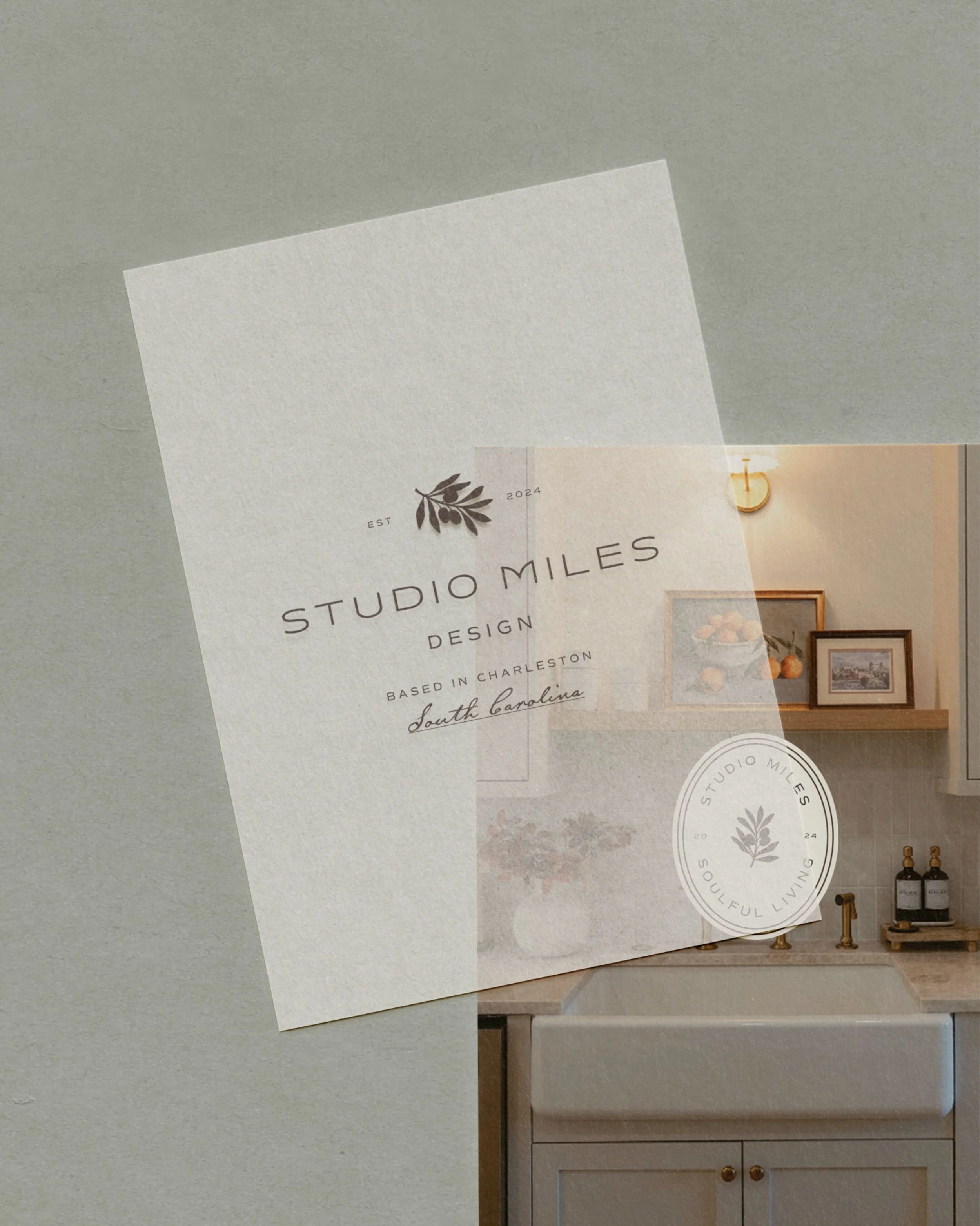 Charleston interior designer brand identity with custom typography, heritage-inspired logo suite, and sophisticated branding created for Studio Miles Design.
